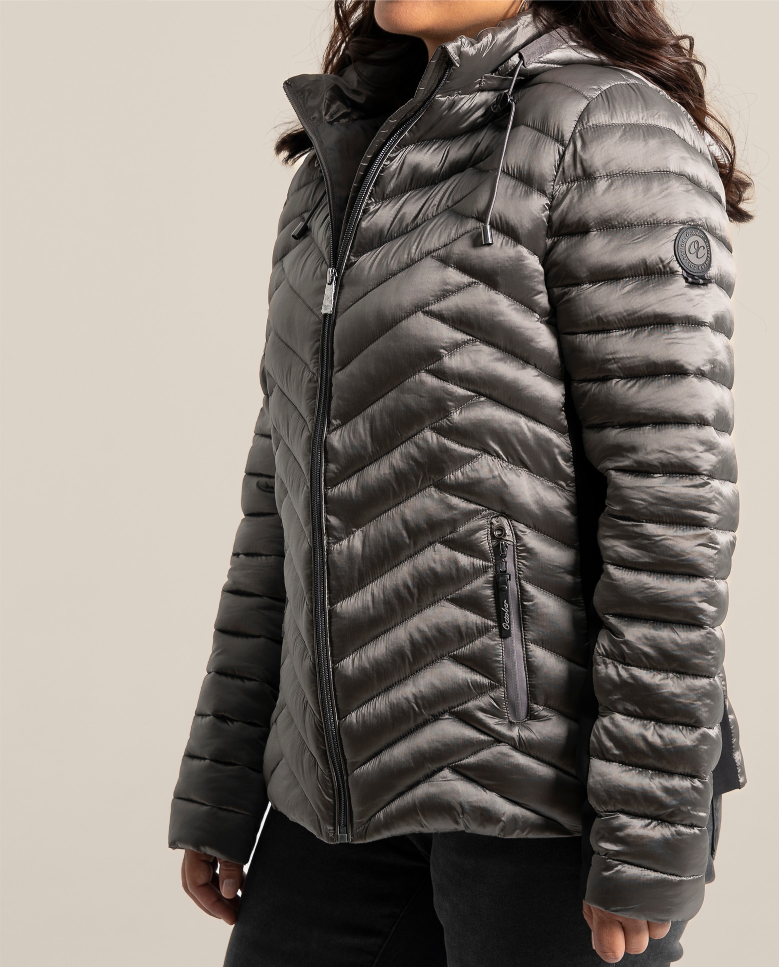 Parka con punto en lateral y capucha removible - October - Gris ceniza Gris ceniza-3