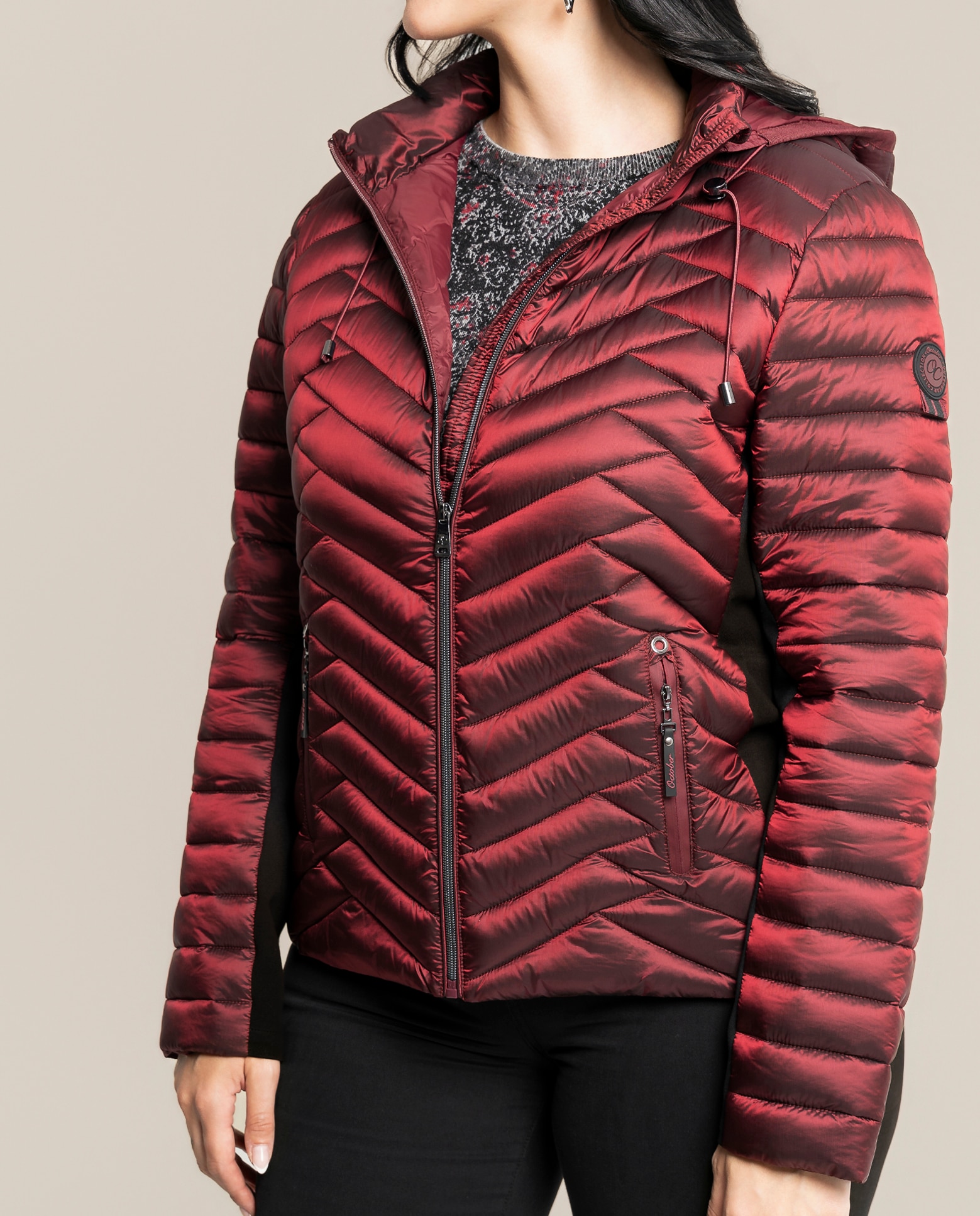 Parka con punto en lateral y capucha removible - October - Rojo Rojo-3
