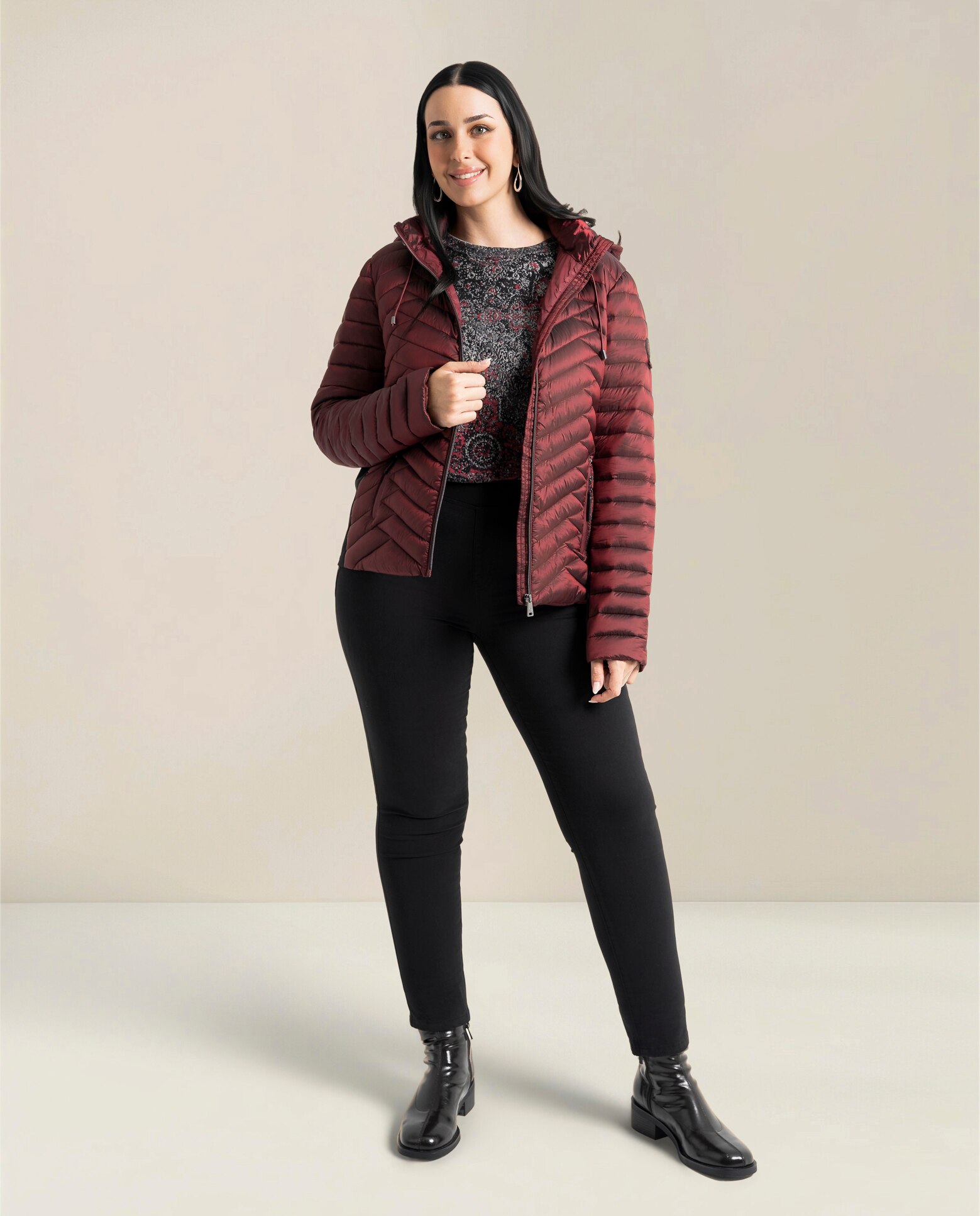 Parka con punto en lateral y capucha removible - October - Rojo Rojo-4