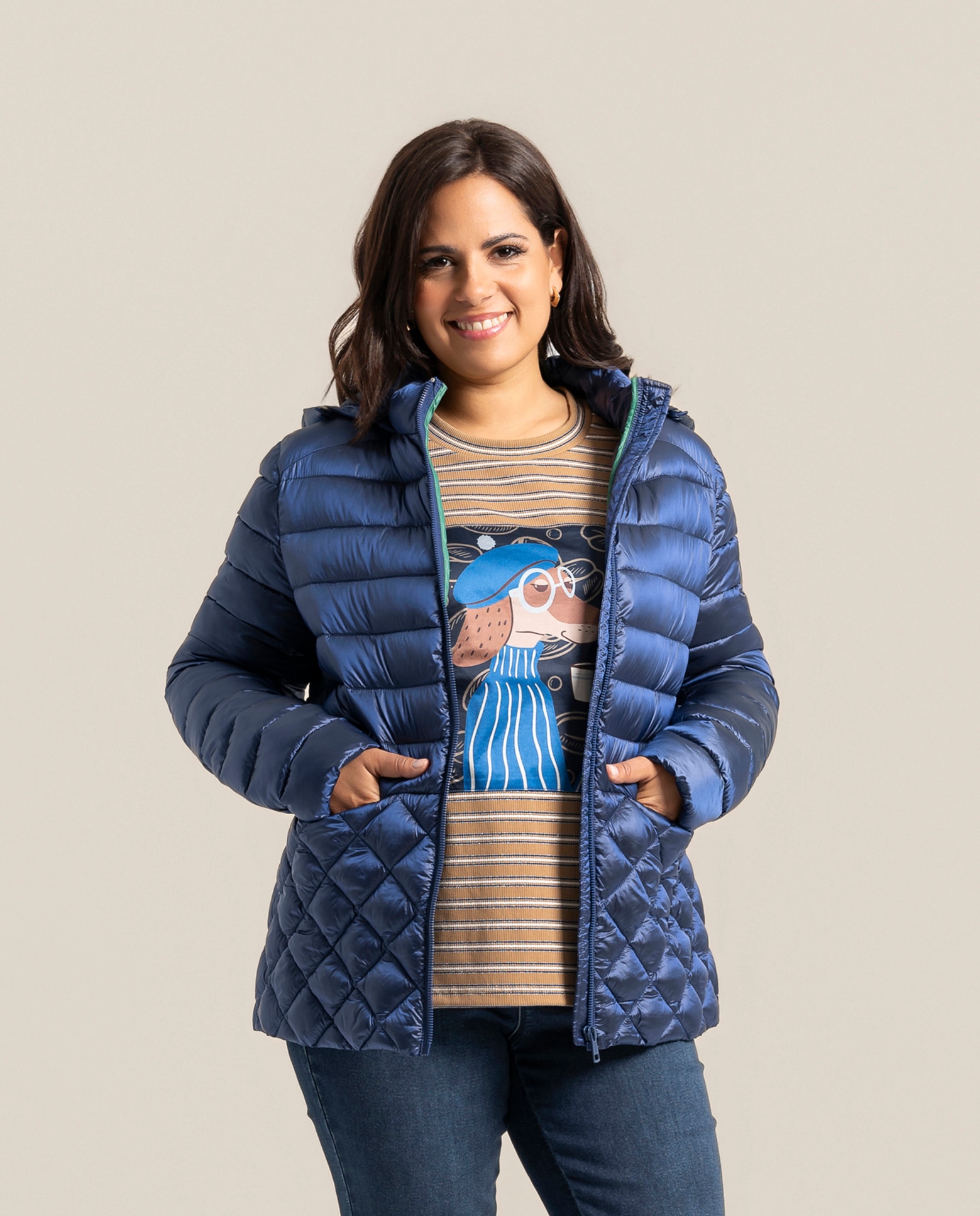 Parka corta con capucha ajustable - October - Azul marino Azul marino-1