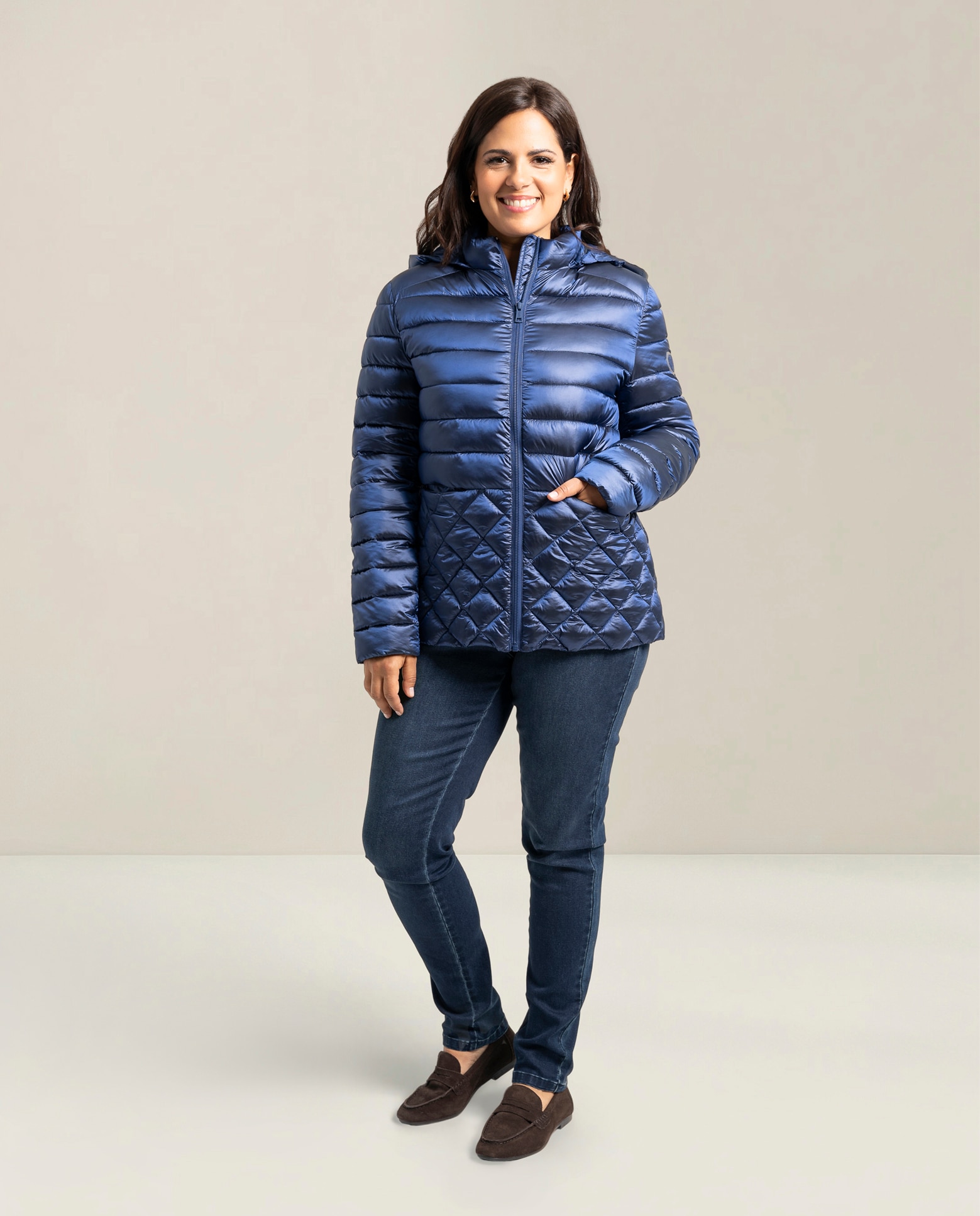 Parka corta con capucha ajustable - October - Azul marino Azul marino-4