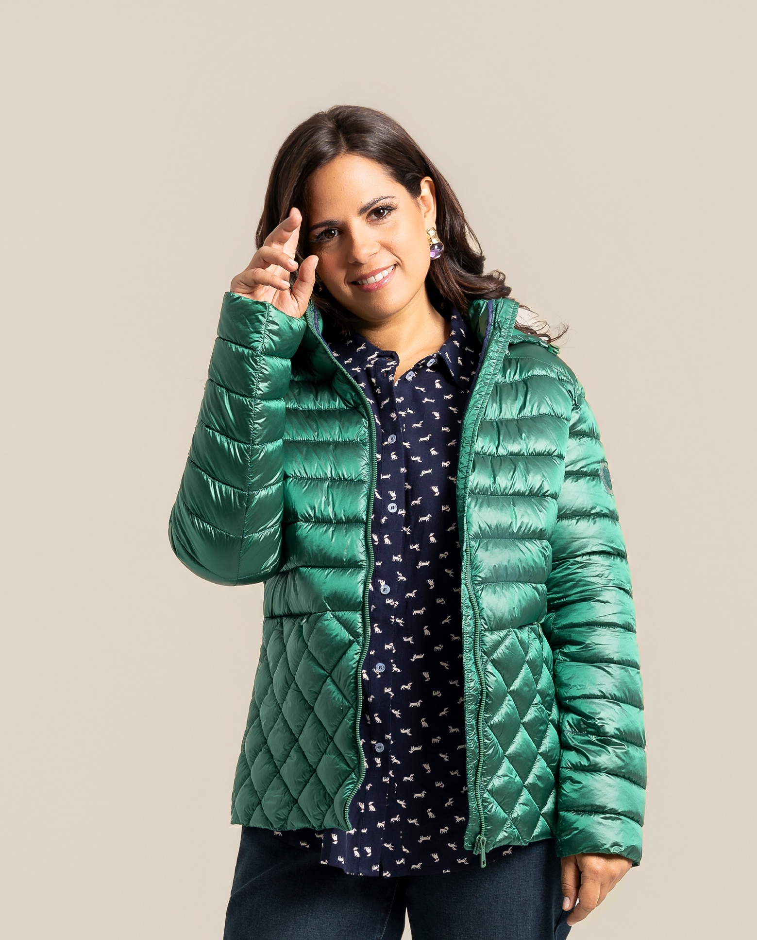 Parka corta con capucha ajustable - October - Verde Verde-1