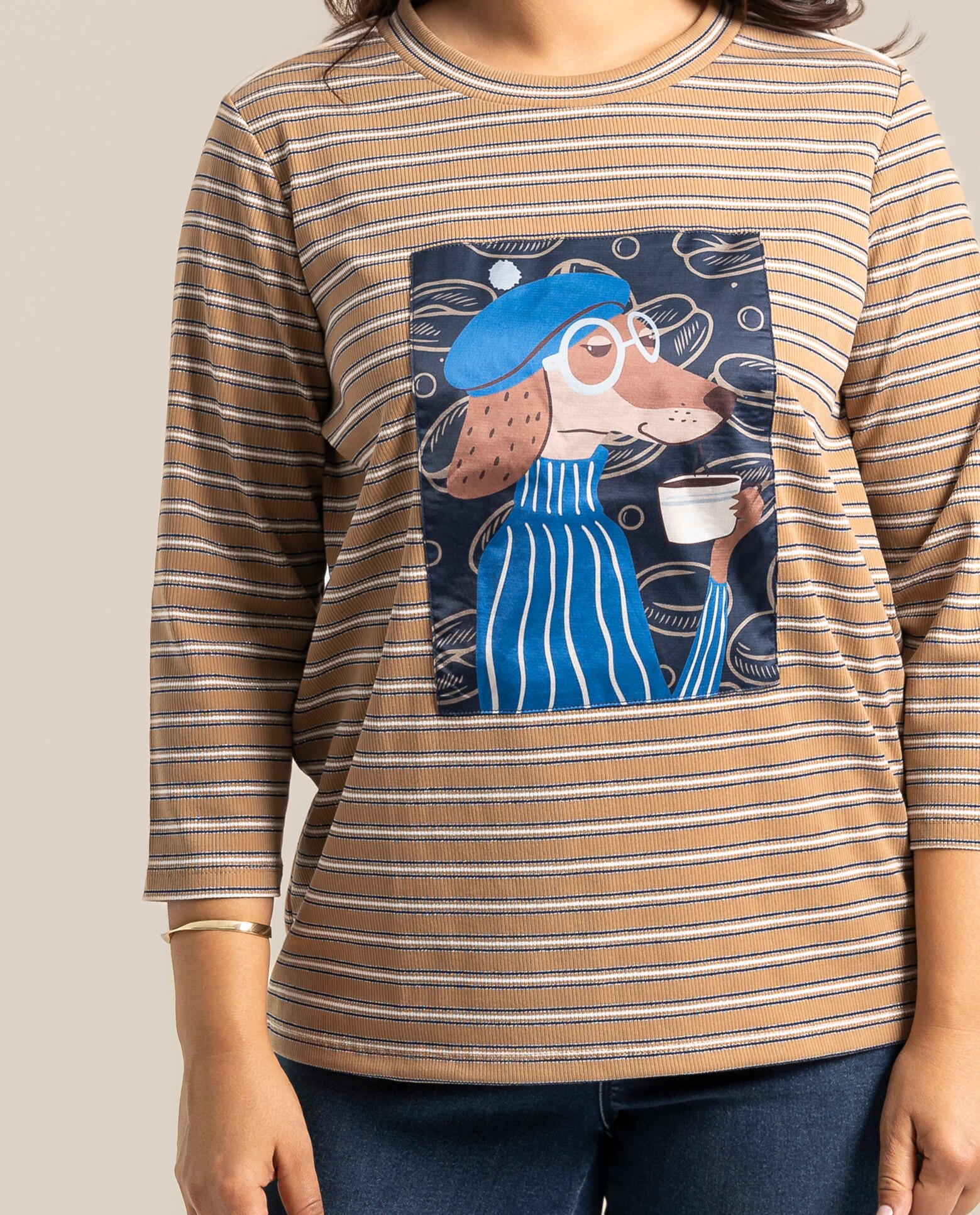 Camiseta de rayas con estampado en delantero - October - Camel Camel-3