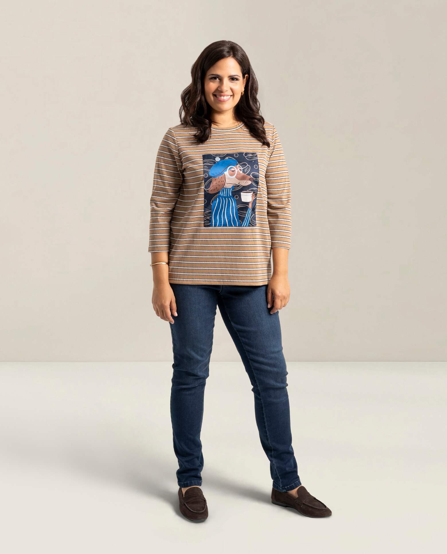 Camiseta de rayas con estampado en delantero - October - Camel Camel-4