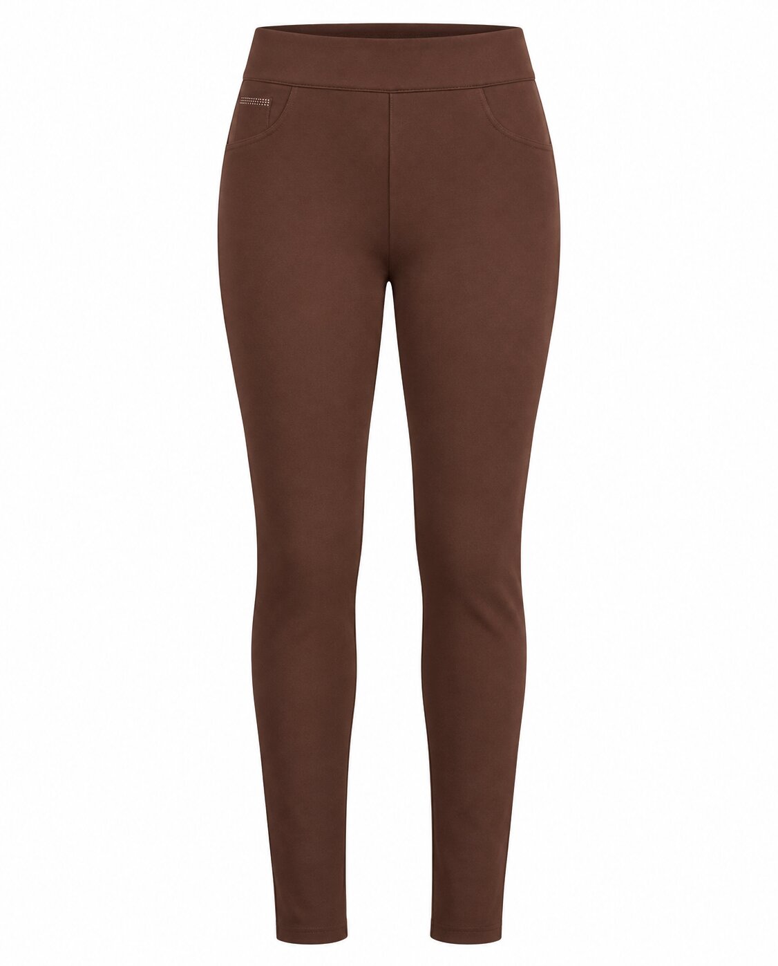 Legging basico cinco bolsillos y detalle de strass - October - Marrón Marrón-5