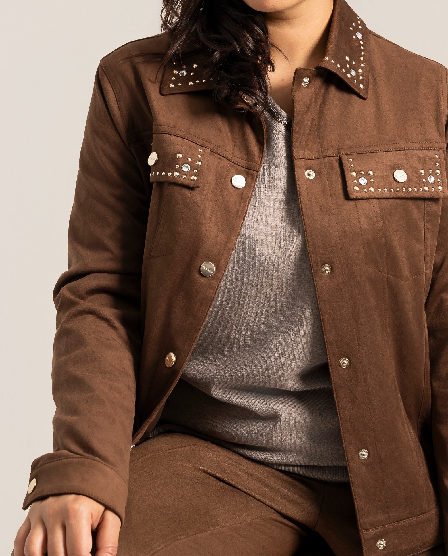 Chaqueta abotonada efecto ante joyas marron - October - Camel Camel-3