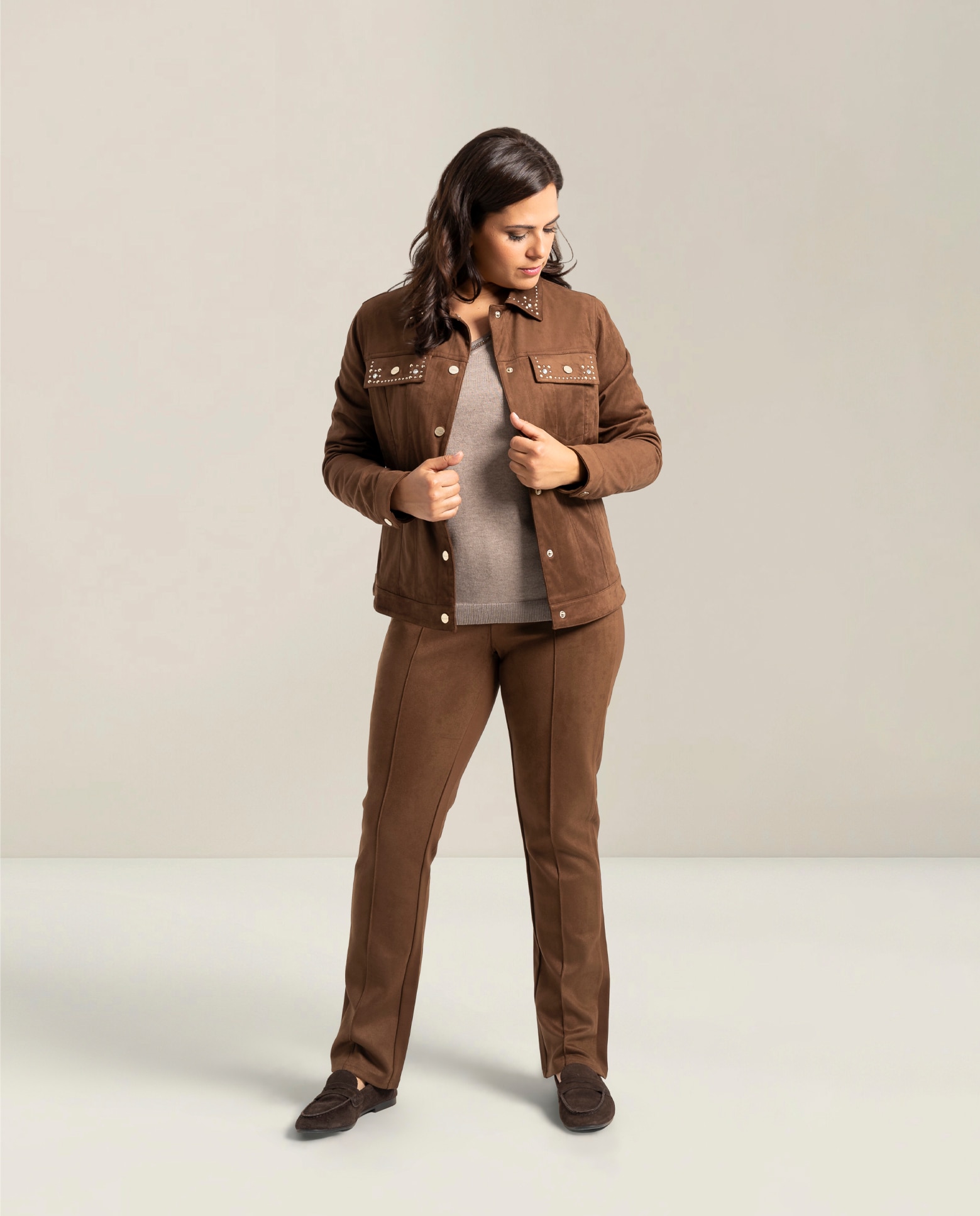 Chaqueta abotonada efecto ante joyas marron - October - Camel Camel-4