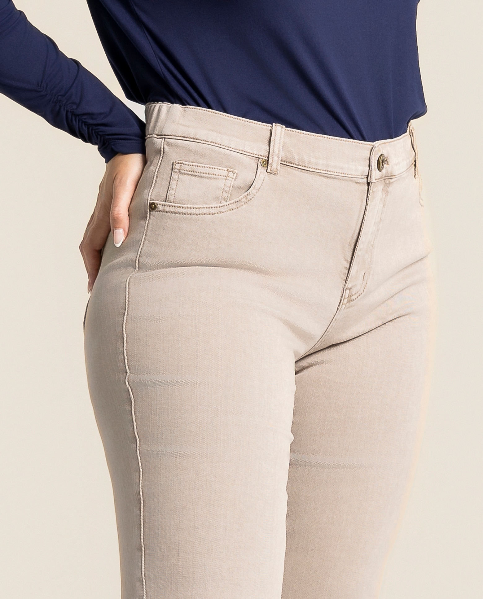 Pantalon cinco bolsillos cintura elastica - October - Perla Perla-3