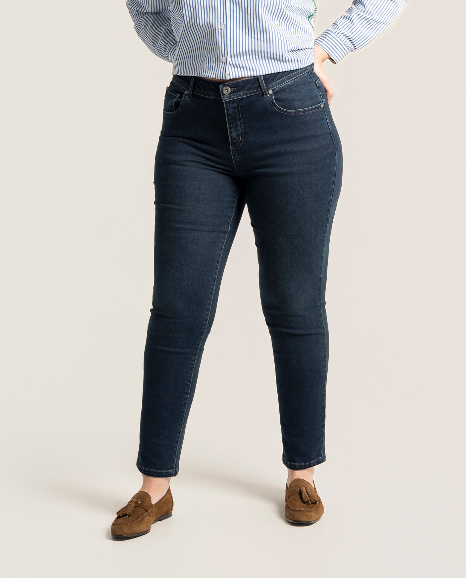 Pantalon denim cinco bolsillos recto - October - Azul Azul-4