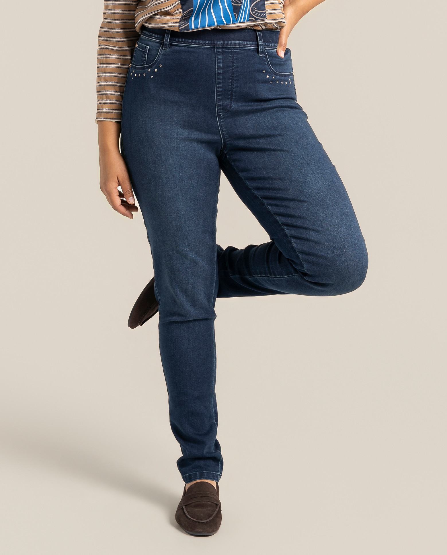 Jegging push up ajustado con detalle en bolsillos - October - Azul Azul-4