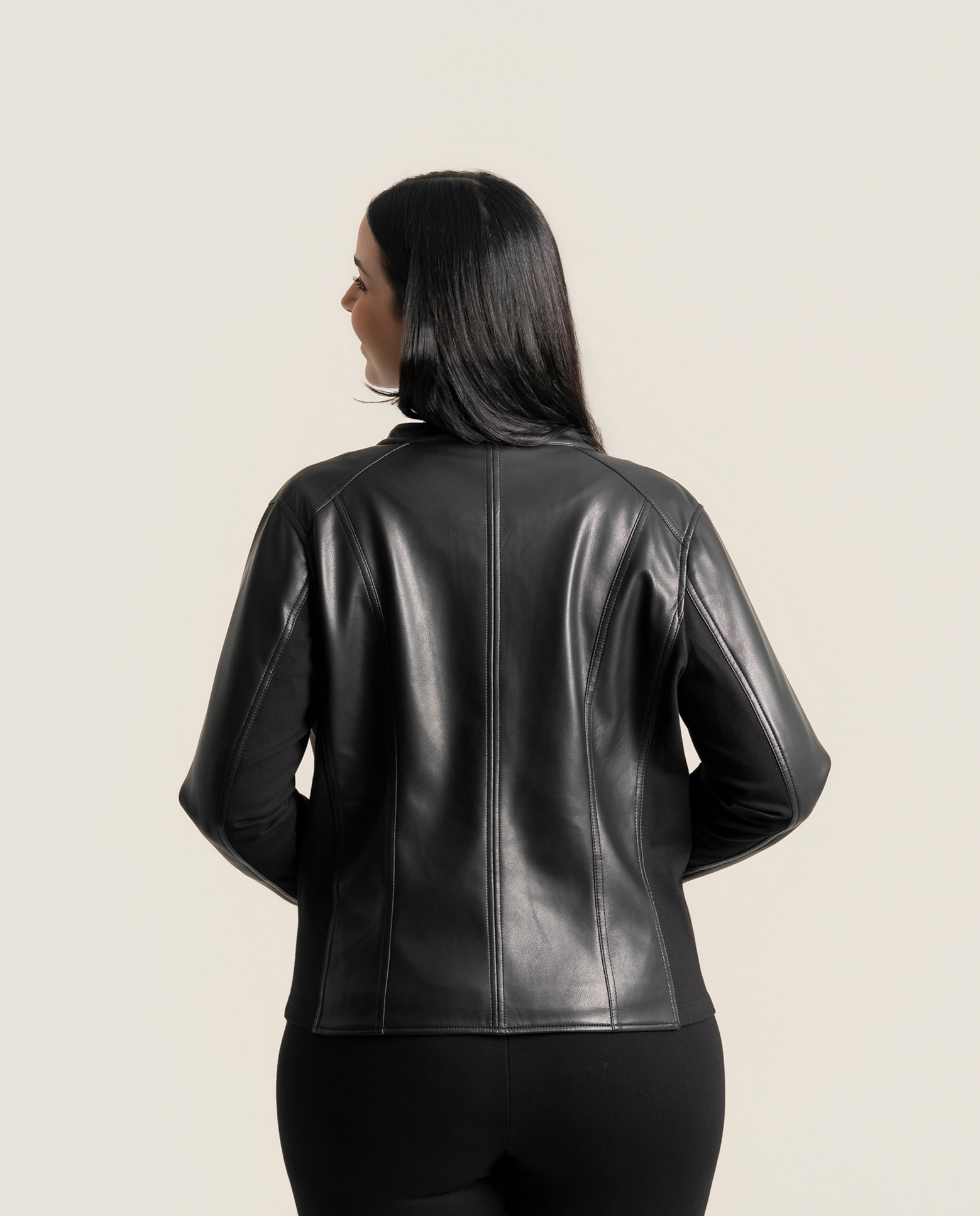 Cazadora efecto piel cuello mao - October - Negro Negro-2