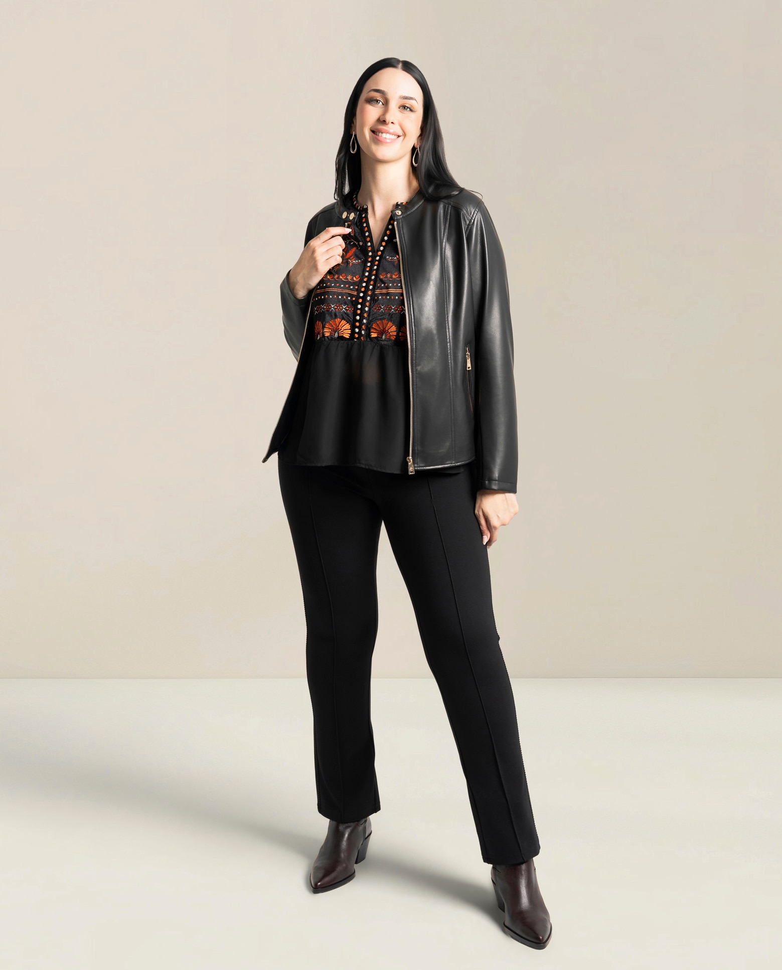 Cazadora efecto piel cuello mao - October - Negro Negro-4