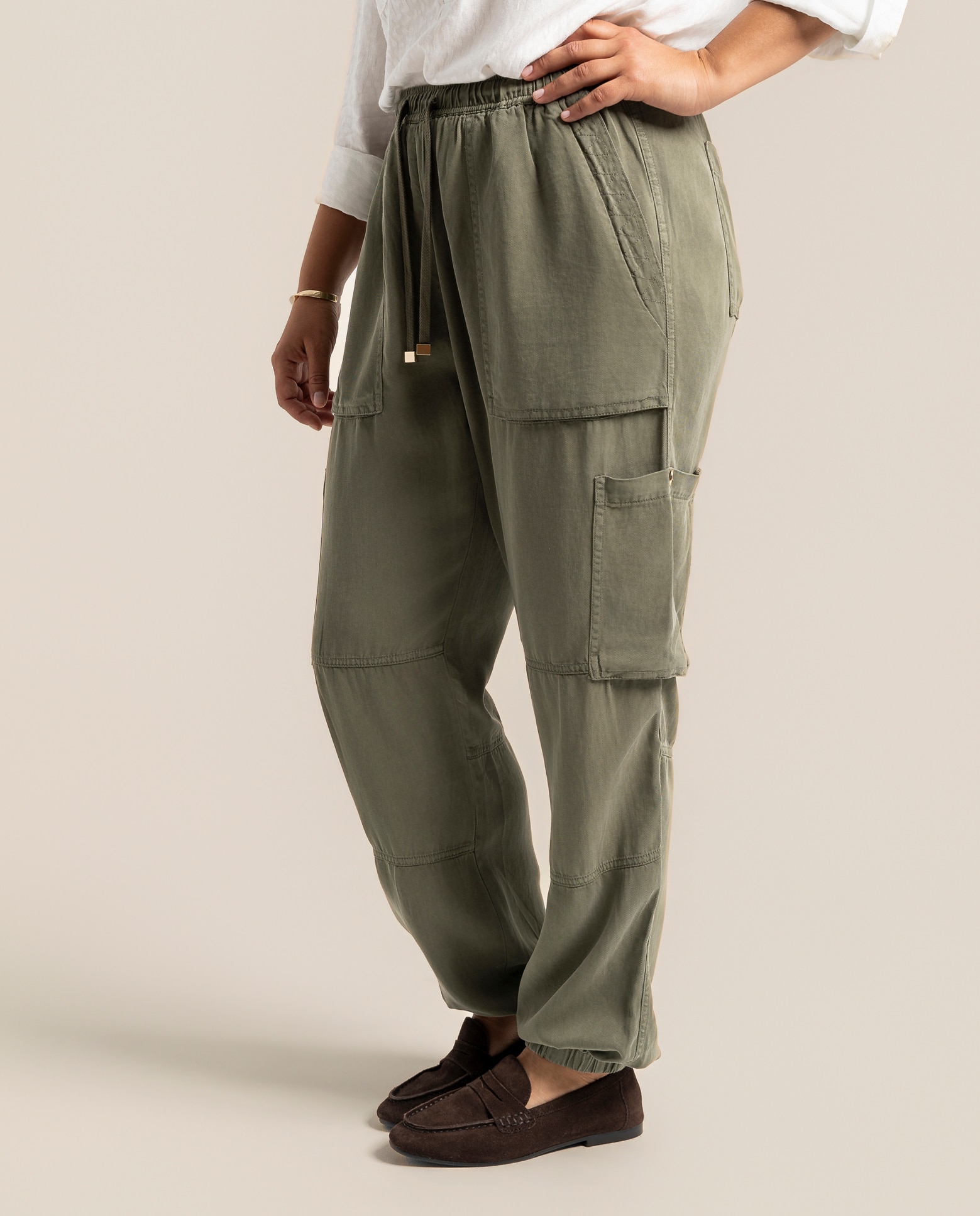 Pantalon largo cargo - October - Verde militar Verde militar-3