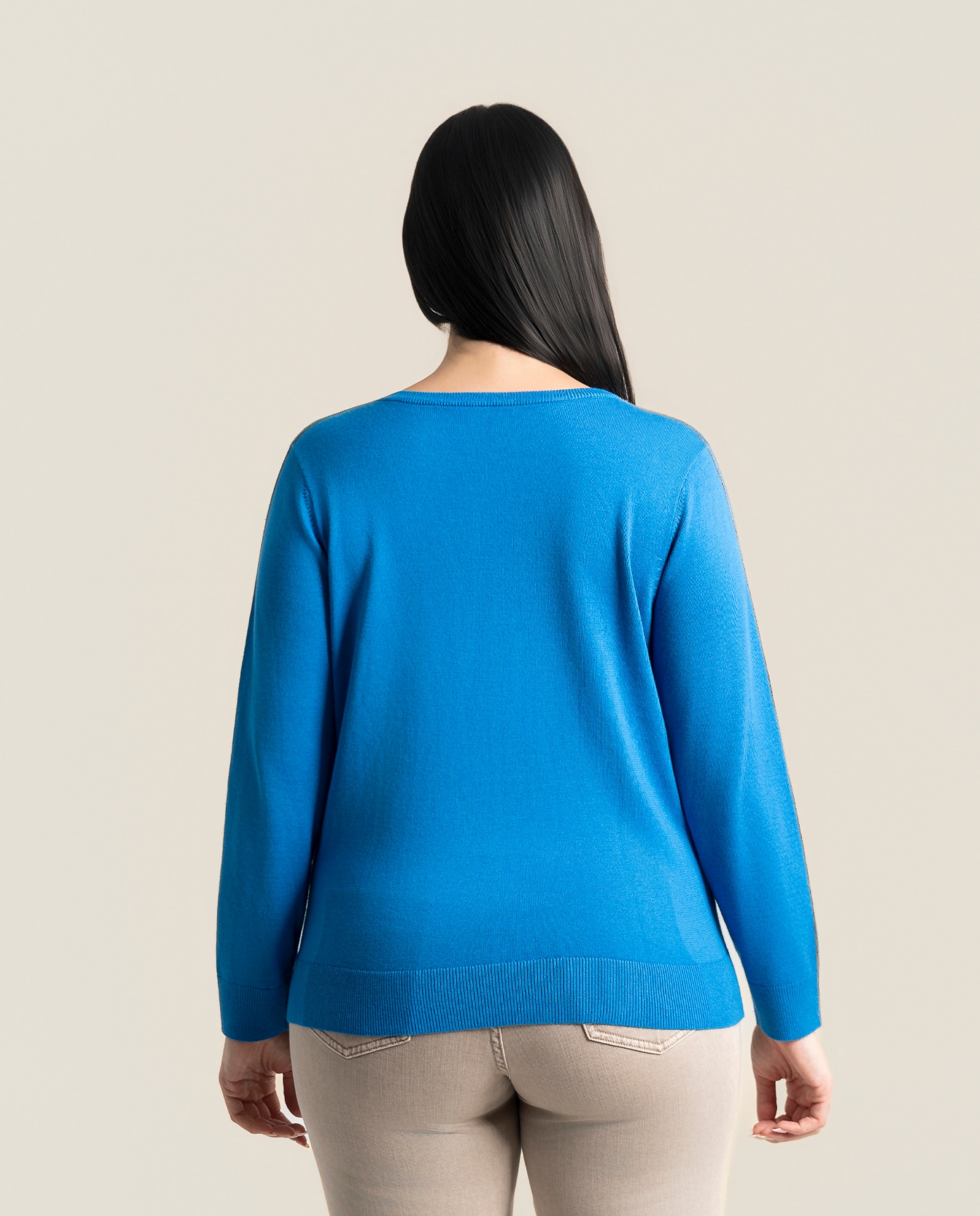 Jersey doble cuello redondo con cadenita - October - Azul Cobalto Azul Cobalto-2