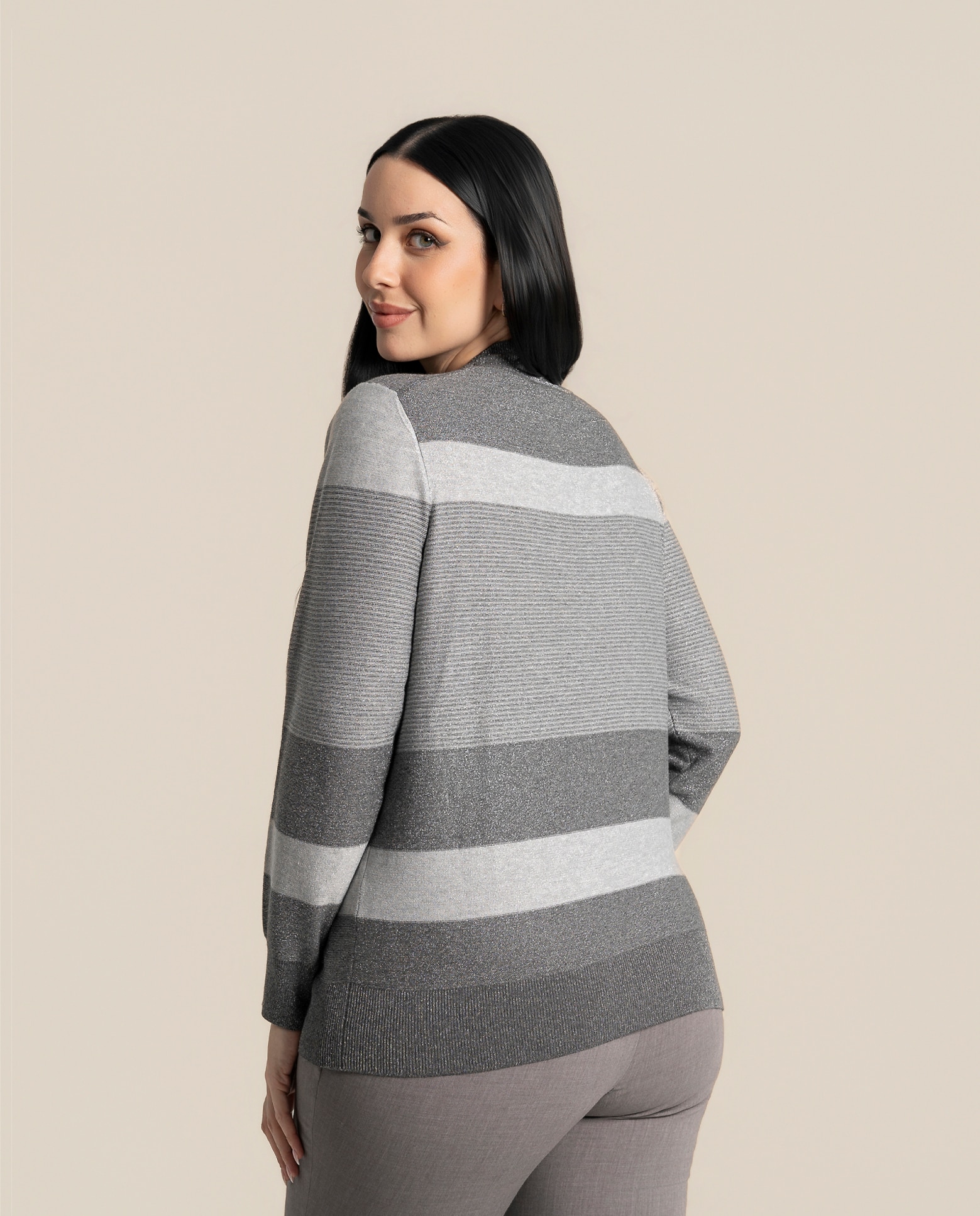 Jersey de rayas cuello alto - October - Gris ceniza Gris ceniza-2