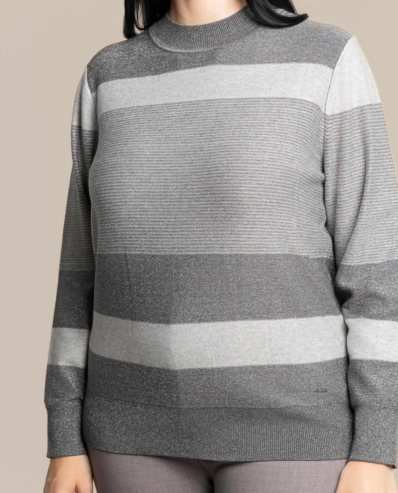Jersey de rayas cuello alto - October - Gris ceniza Gris ceniza-3