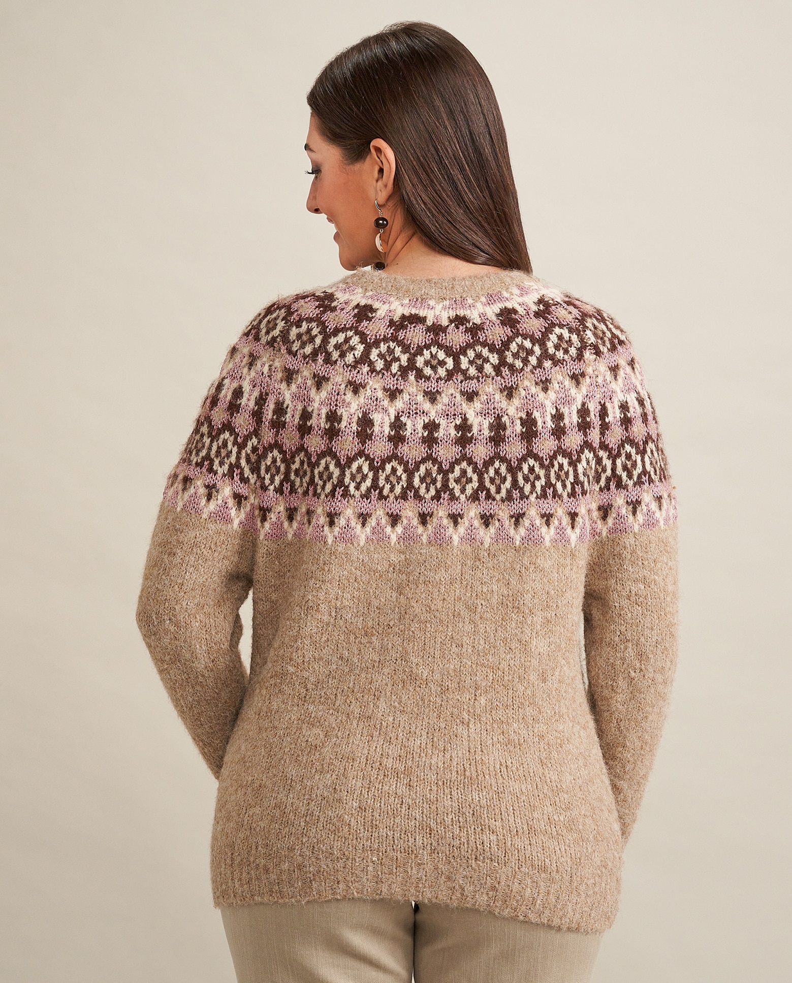 Jersey de punto con cenefa en el cuello - October - Beige Beige-2