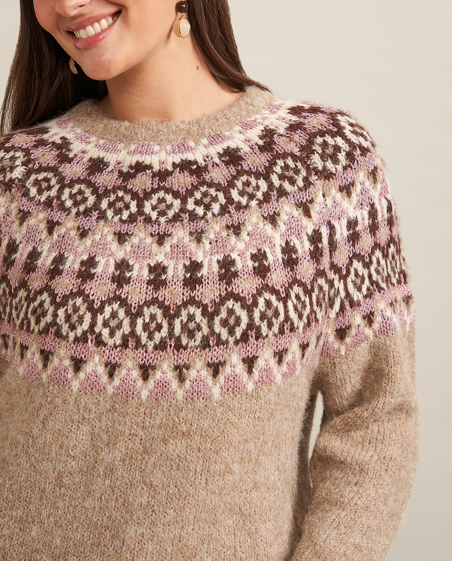 Jersey de punto con cenefa en el cuello - October - Beige Beige-3