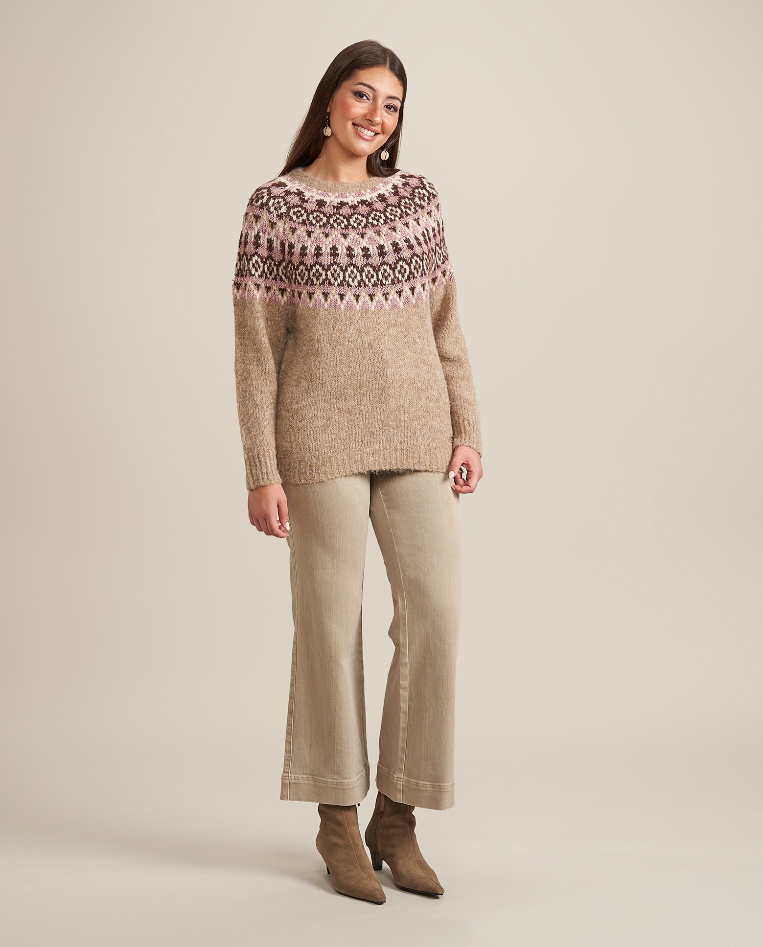 Jersey de punto con cenefa en el cuello - October - Beige Beige-4