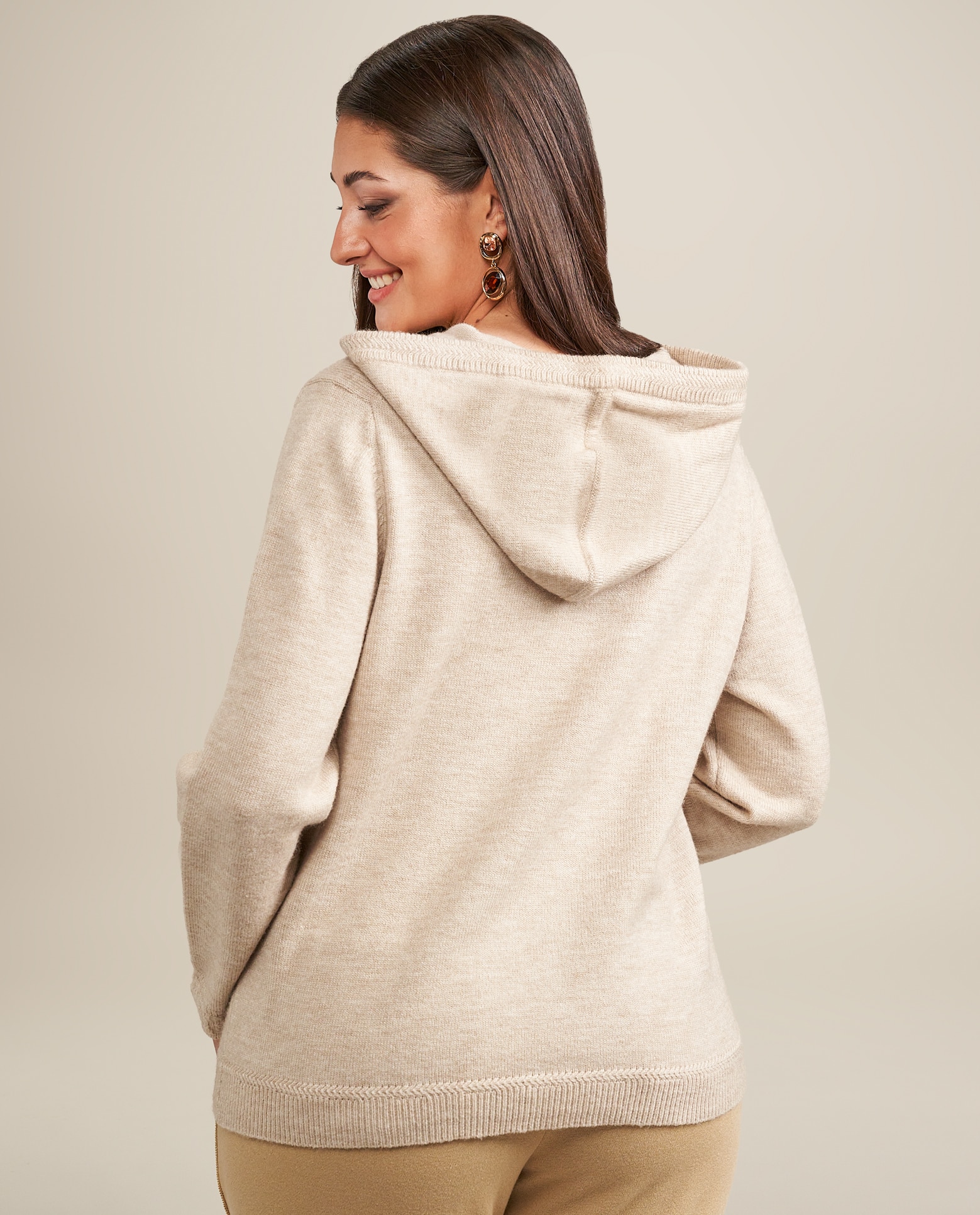 Sudadera de punto con capucha y oso - October - Camel Camel-2