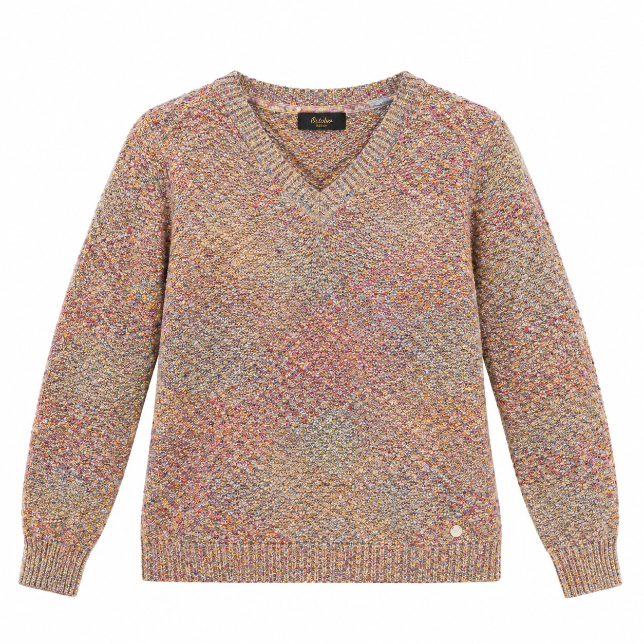 Jersey con encote en pico hilos - October - Multicolor Multicolor-5