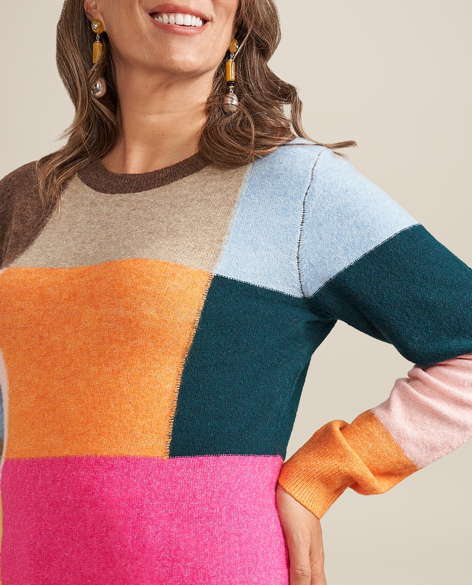Jersey cuello redondo con cuadros - October - Multicolor Multicolor-3