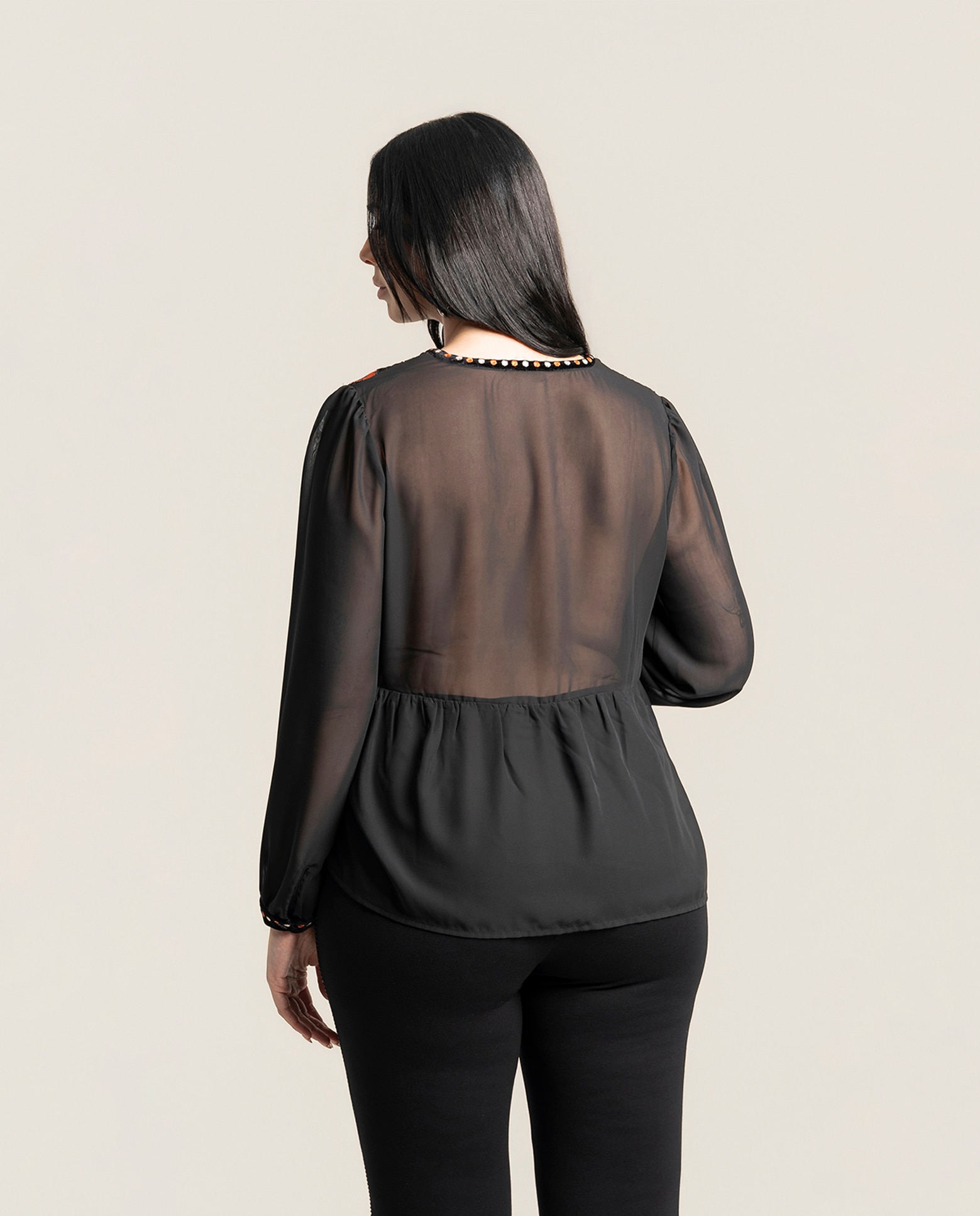 Blusa estampada con bordado - October - Negro Negro-2