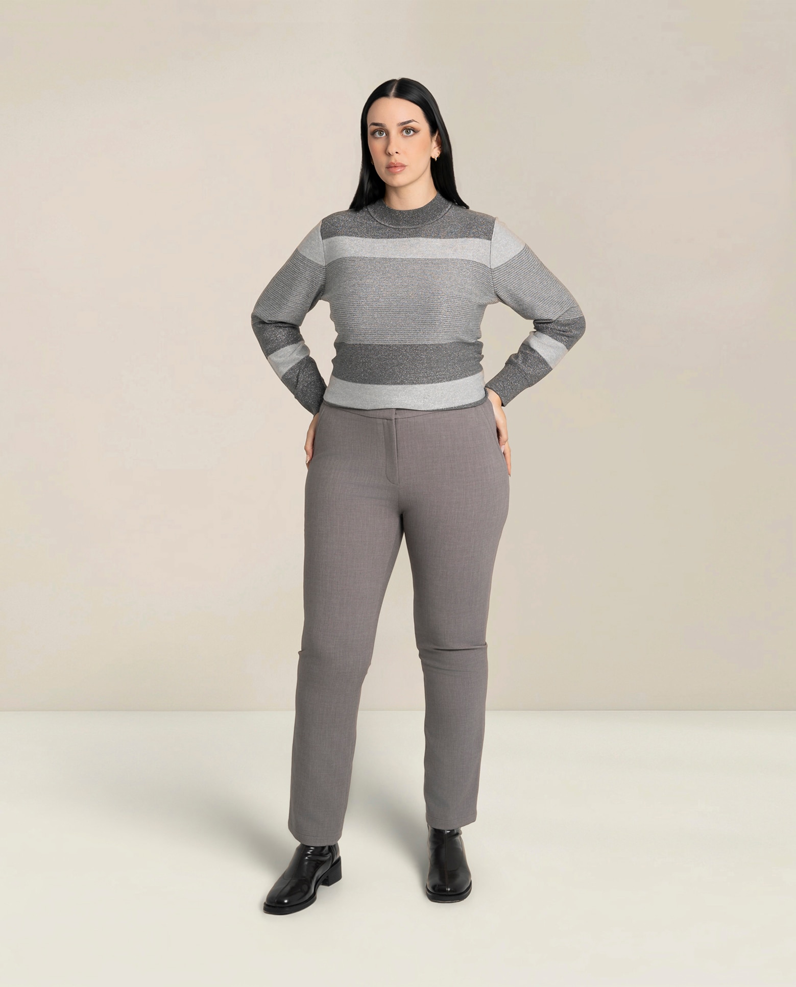 Pantalon recto de vestir - October - Gris ceniza Gris ceniza-1