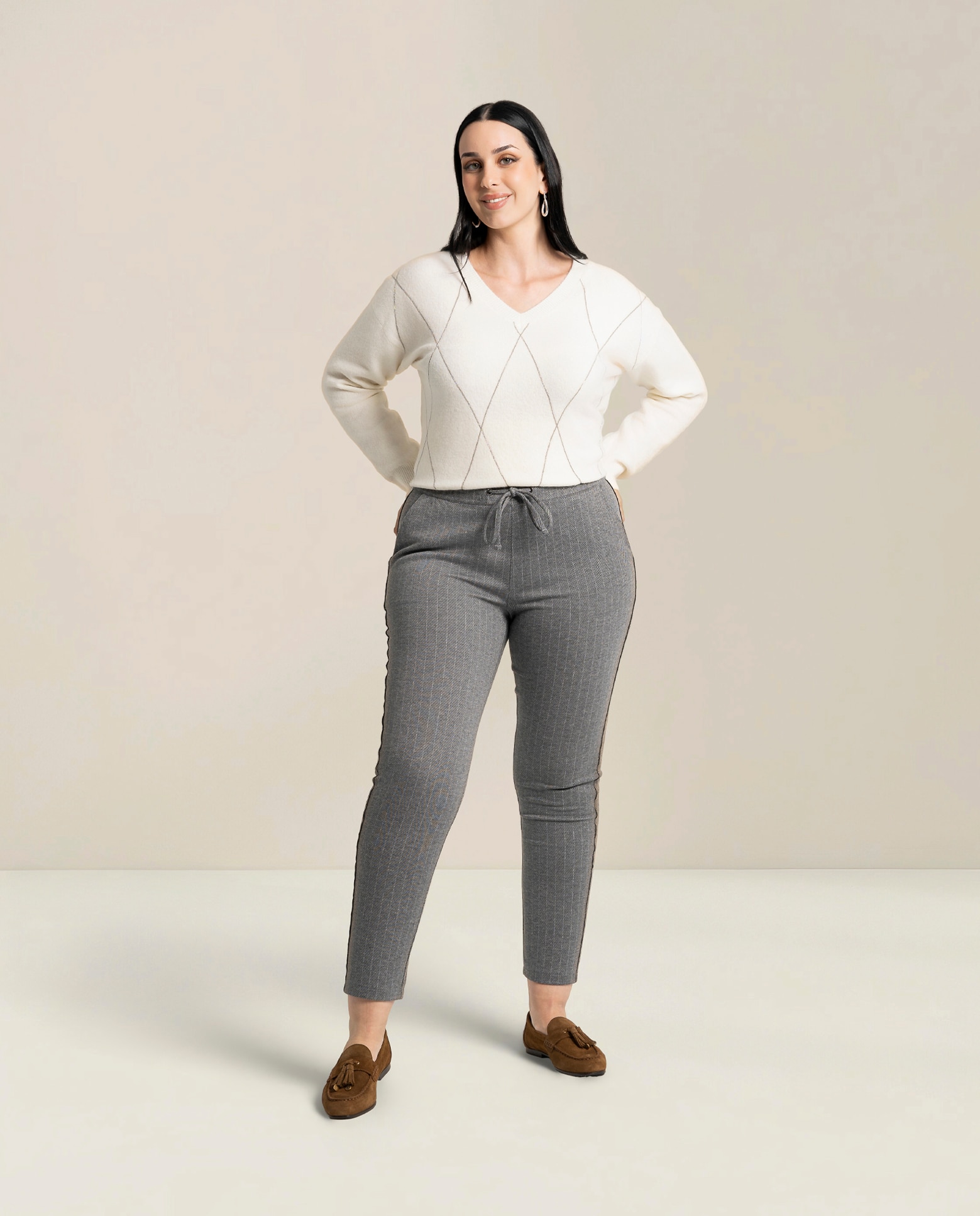Pantalon jogger fluido - October - Gris Gris-1