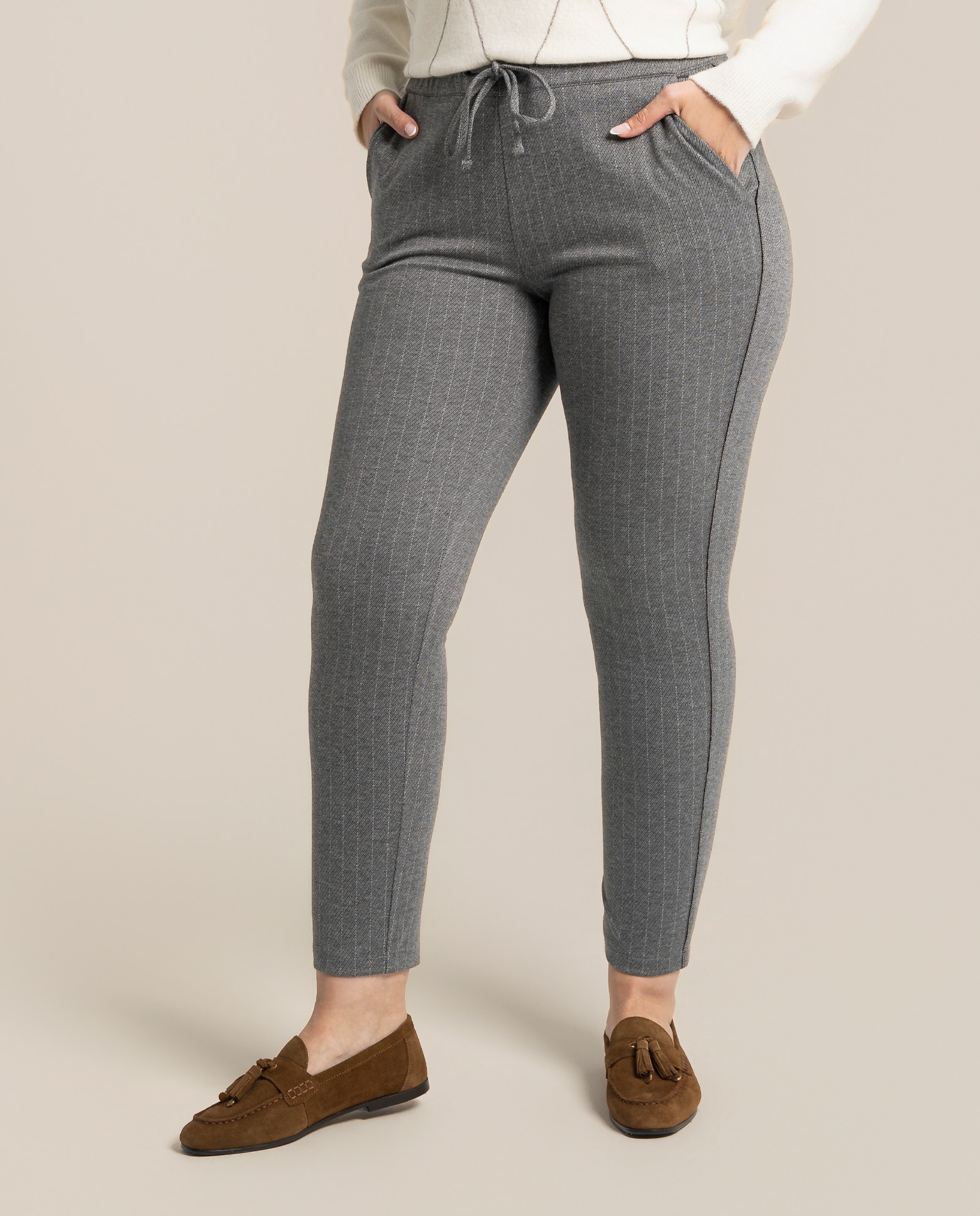 Pantalon jogger fluido - October - Gris Gris-4