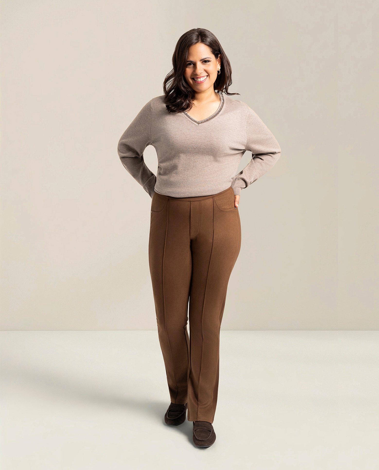 Imagen 0 de Legging con delantero efecto ante Marrón