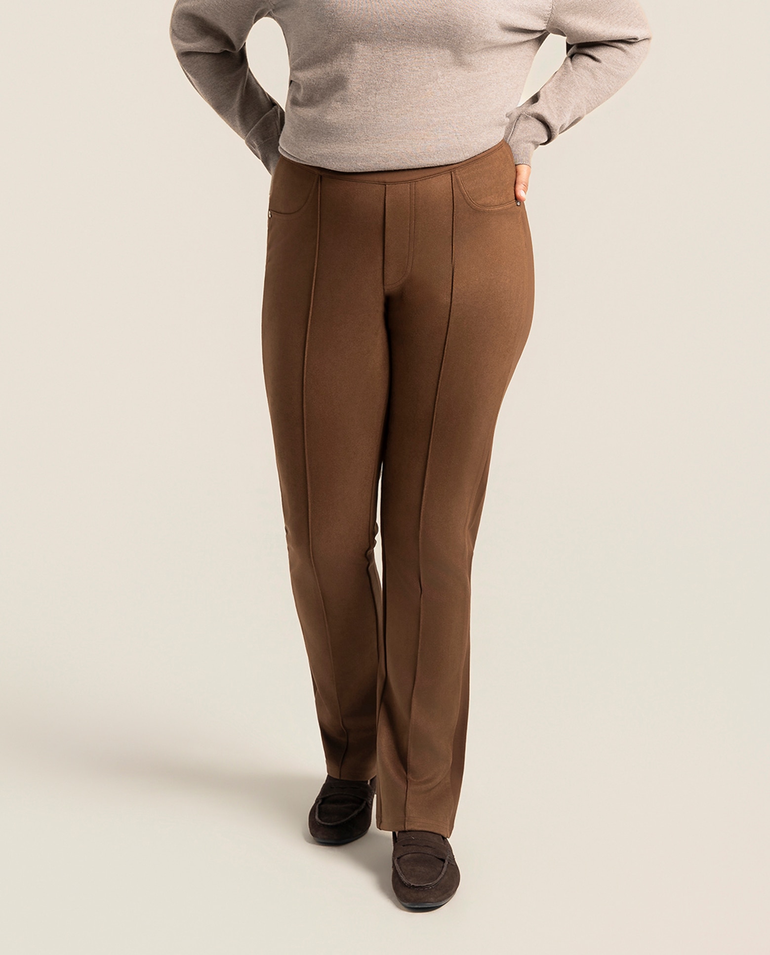 Imagen 4 de Legging con delantero efecto ante - October - Marrón Marrón