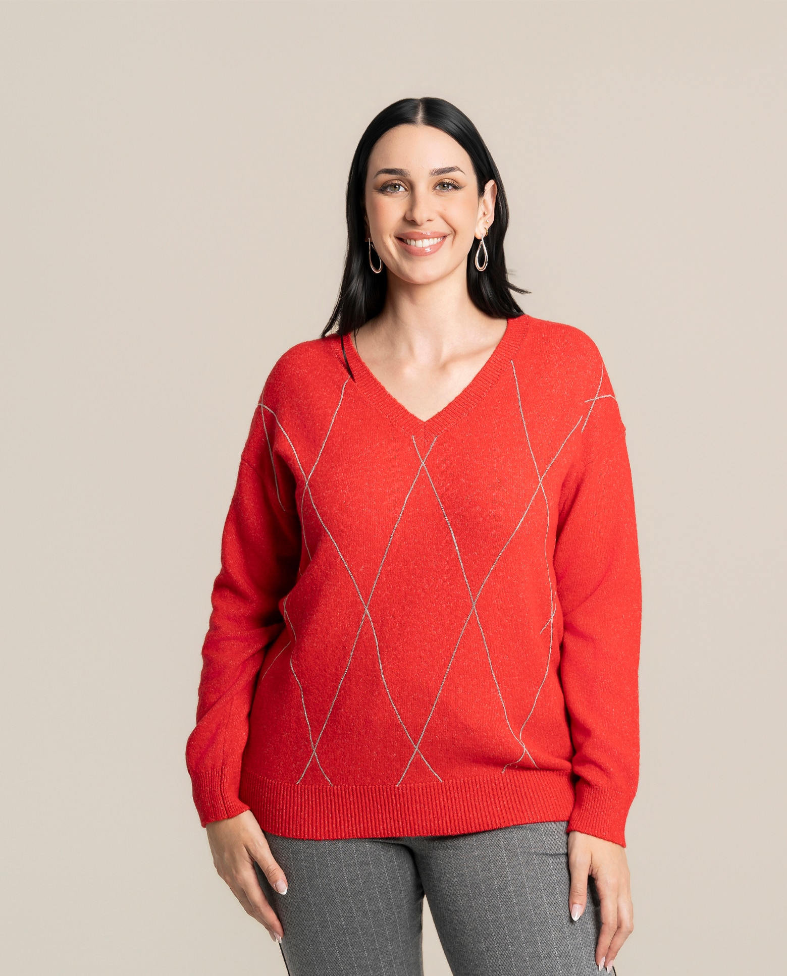 Jersey con rombos de cadena - October - Rojo Rojo-1