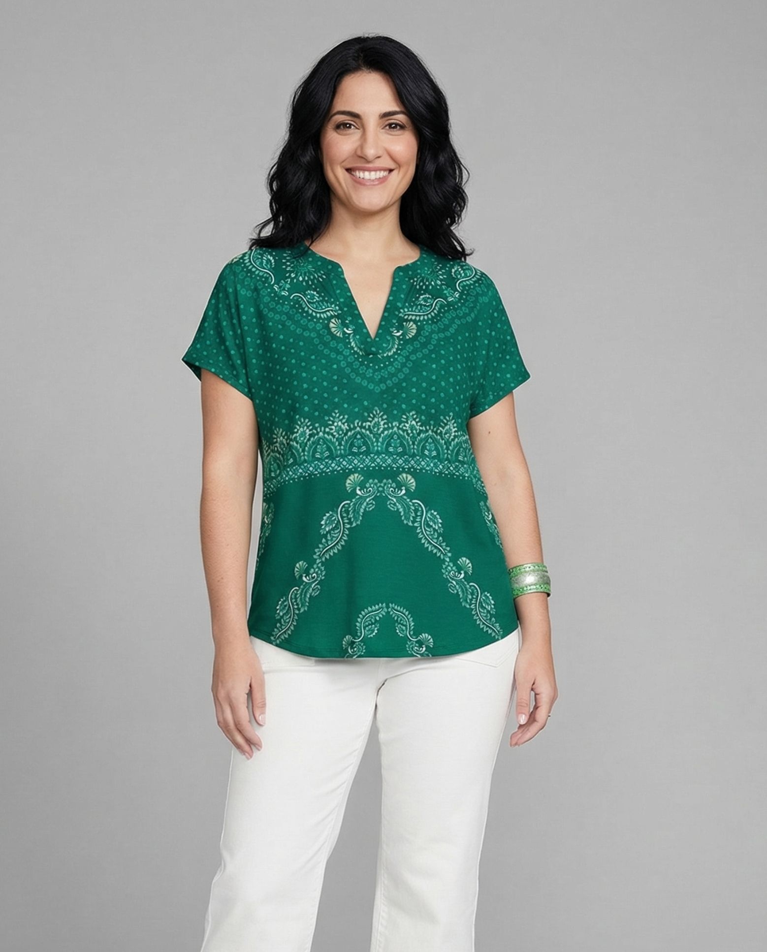 October - Camiseta de mujer estampada abertura delantera..