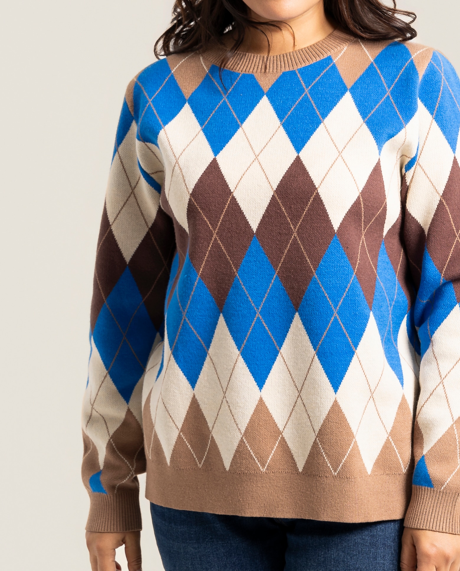 Jersey punto rombos cuello redondo - October - Multicolor Multicolor-3