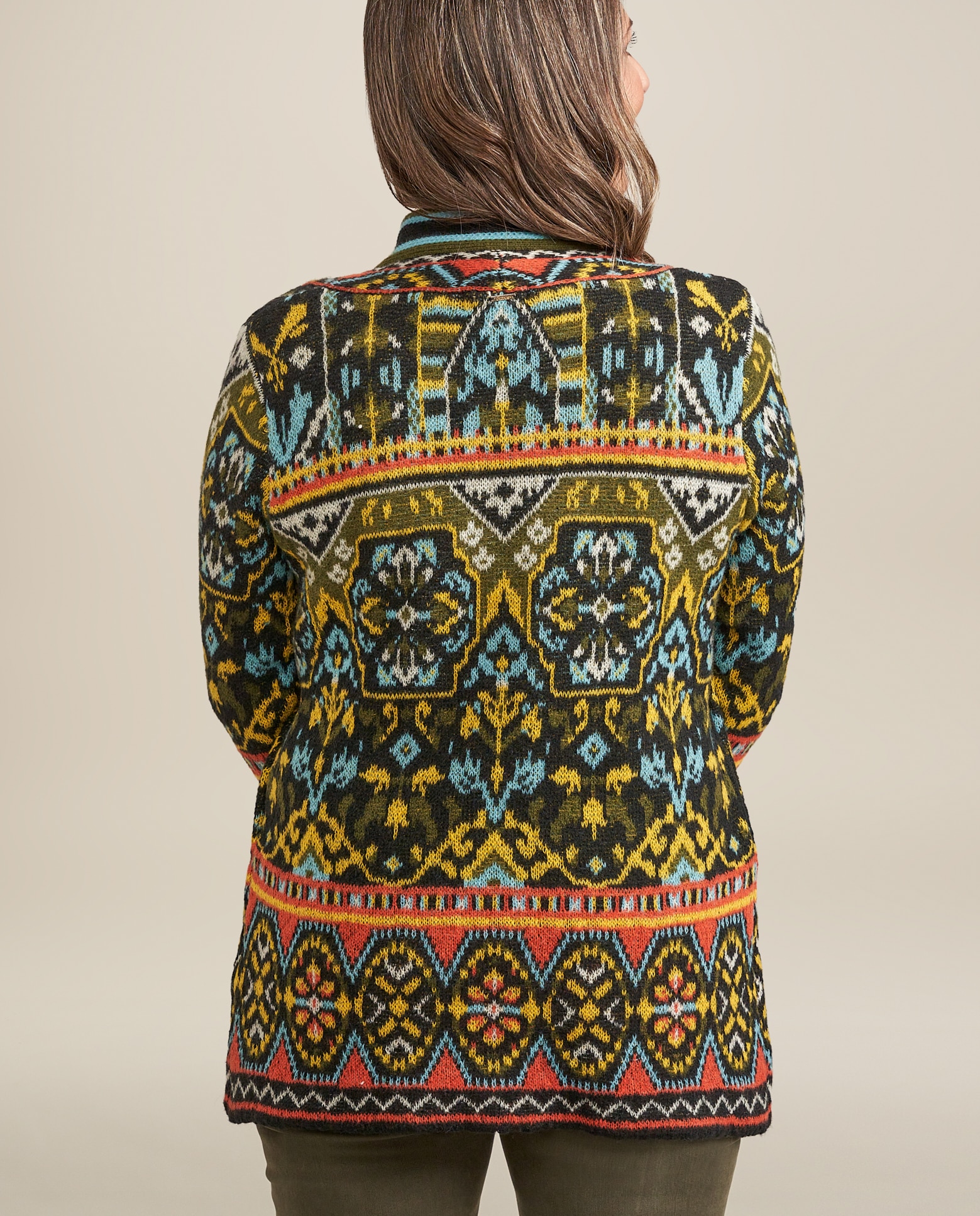 Imagen 2 de Chaqueta punto jacquard etnica - October - Verde militar Verde militar
