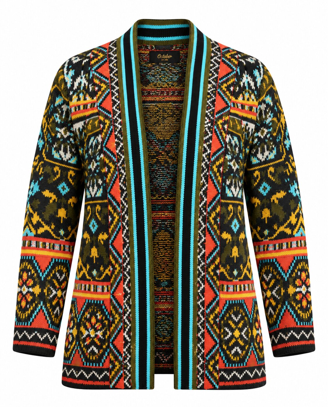 Imagen 5 de Chaqueta punto jacquard etnica - October - Verde militar Verde militar