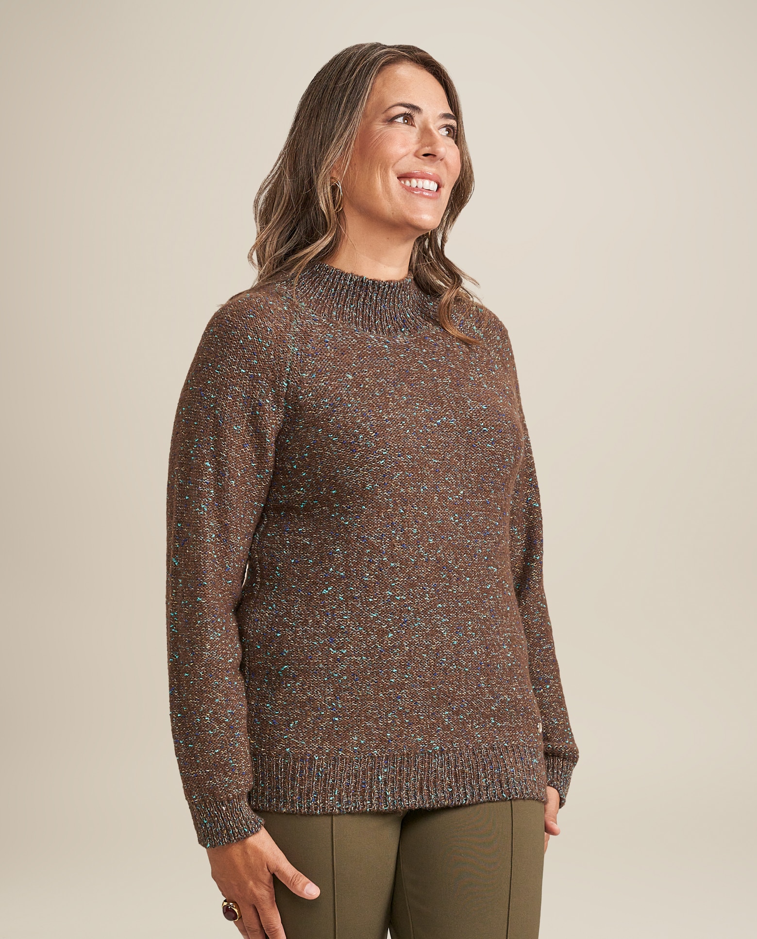 Imagen 1 de Jersey cuello subido hilo multicolor Marrón