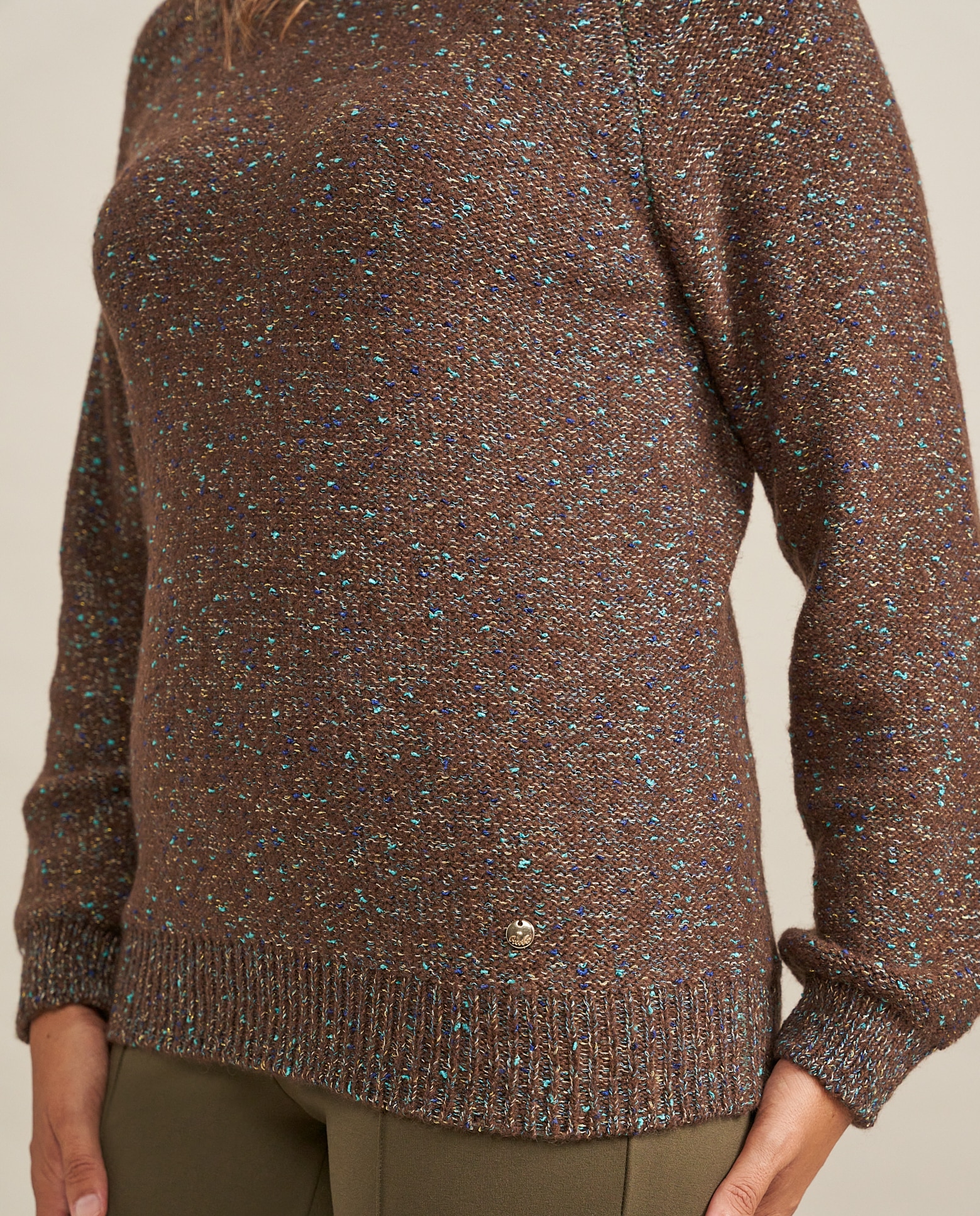 Imagen 3 de Jersey cuello subido hilo multicolor - October - Marrón Marrón
