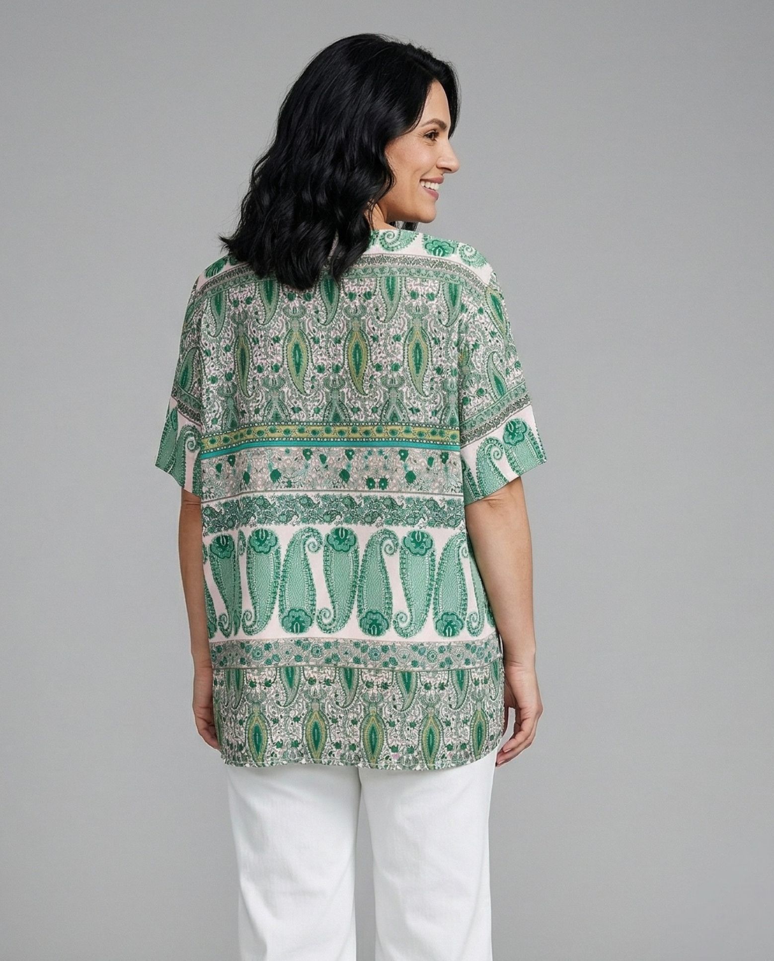 Blusa de mujer estampado paisley - October - Verde Verde-2