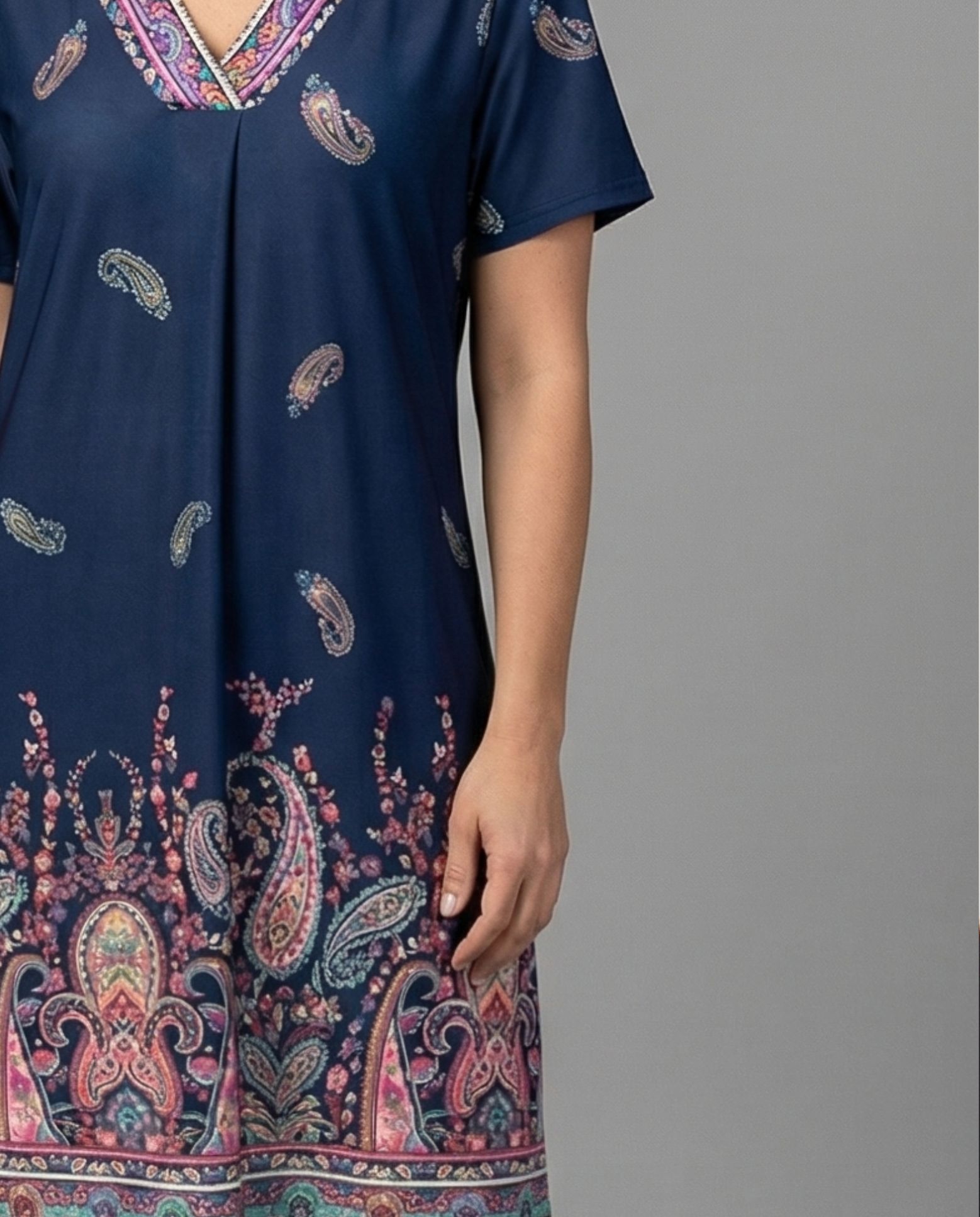Vestido estampado de cachemires - October - Azul Azul-3