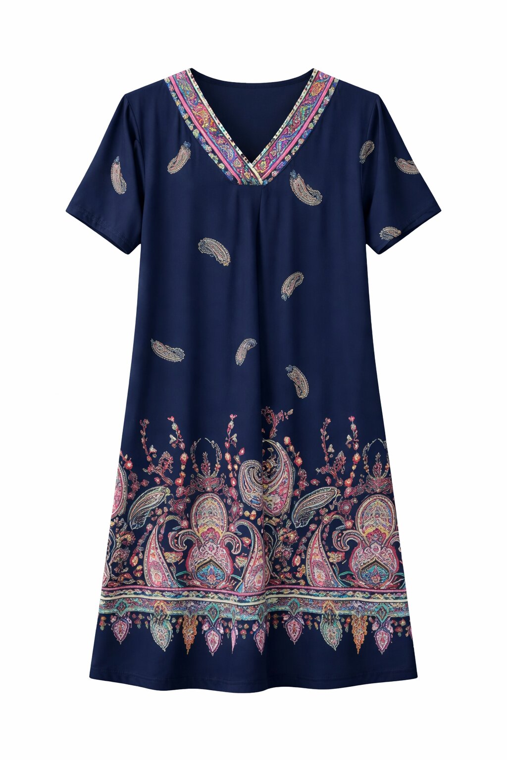 Vestido estampado de cachemires - October - Azul Azul-5