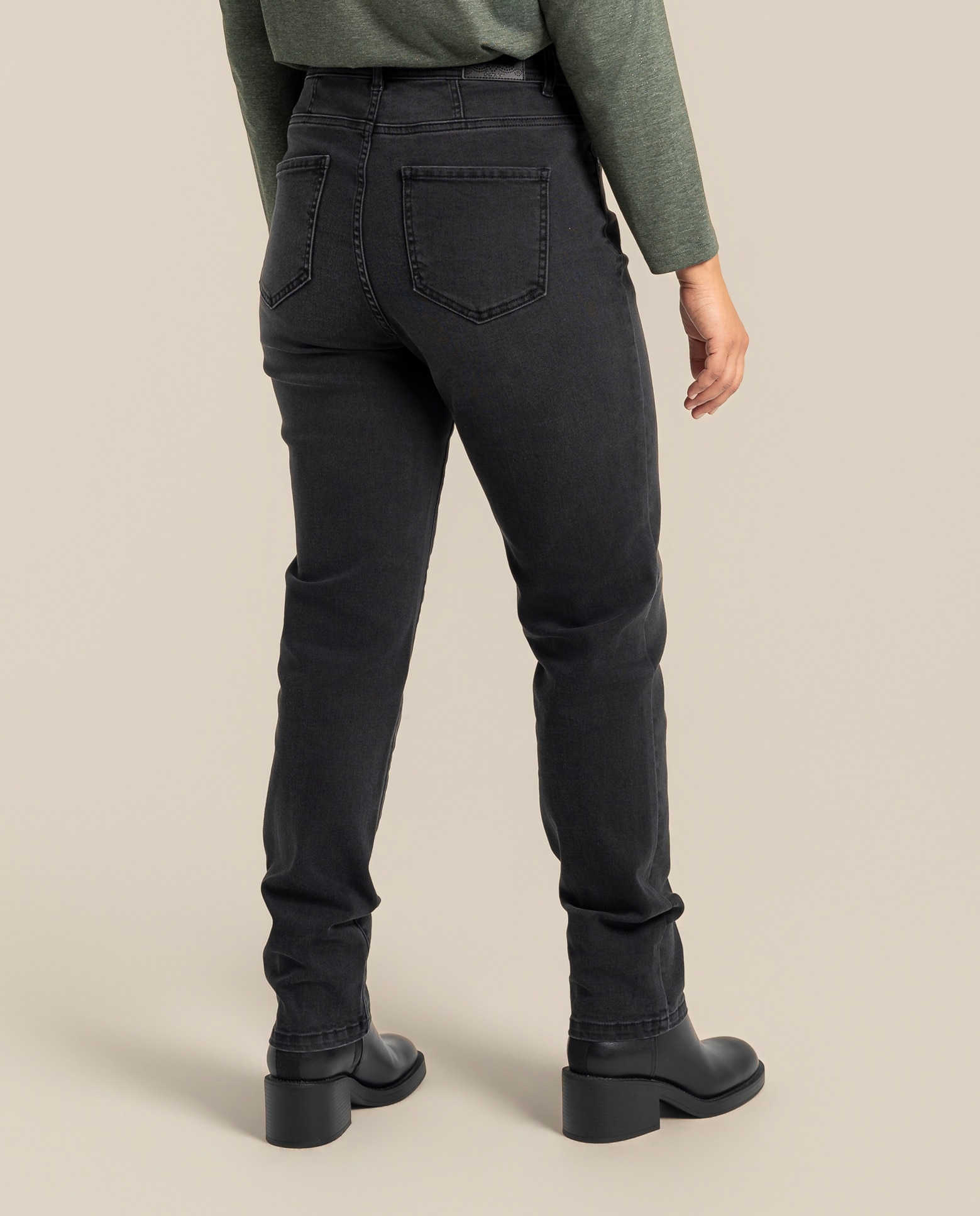 Pantalon denim cinco bolsillos recto - October - Gris Gris-2