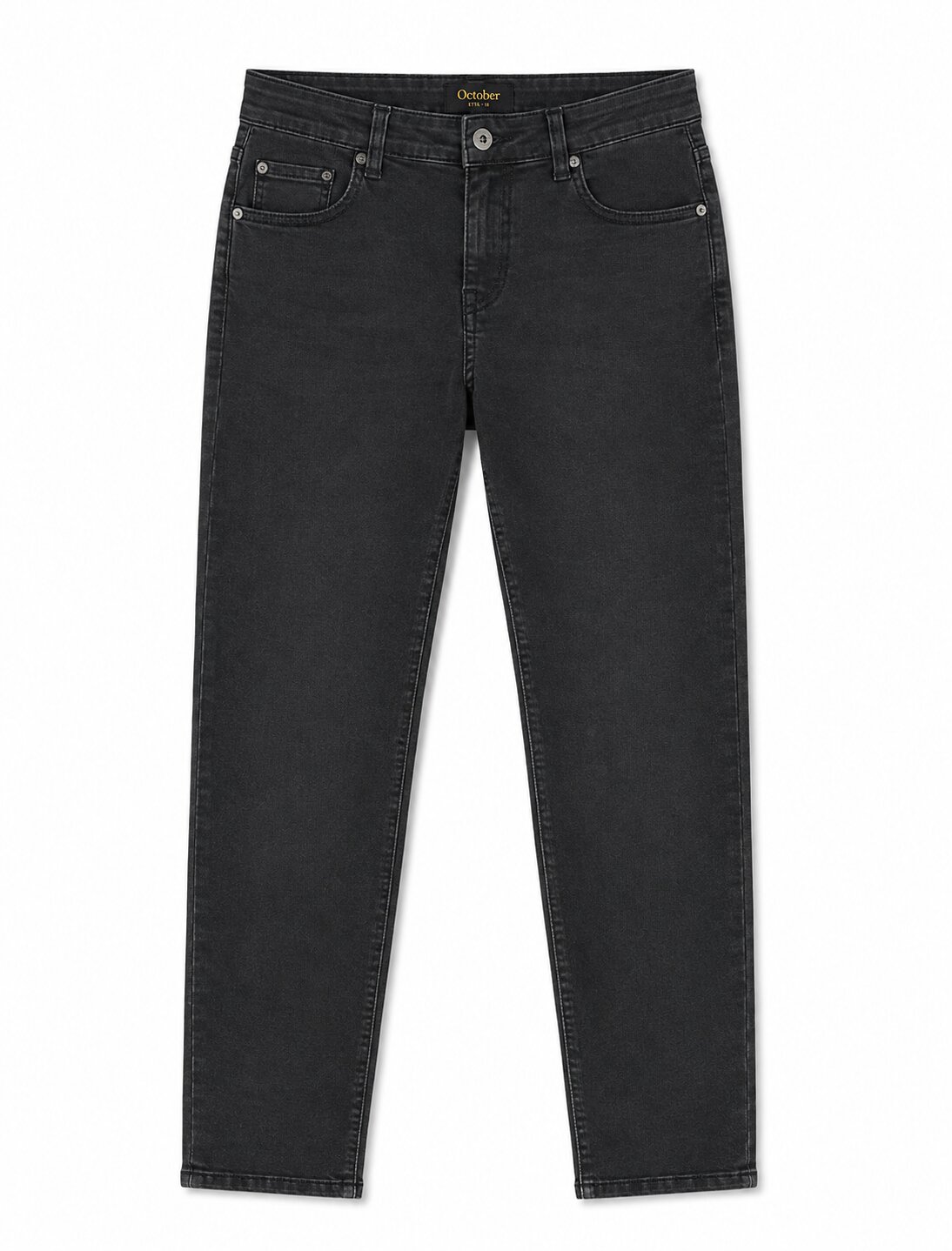 Pantalon denim cinco bolsillos recto - October - Gris Gris-5