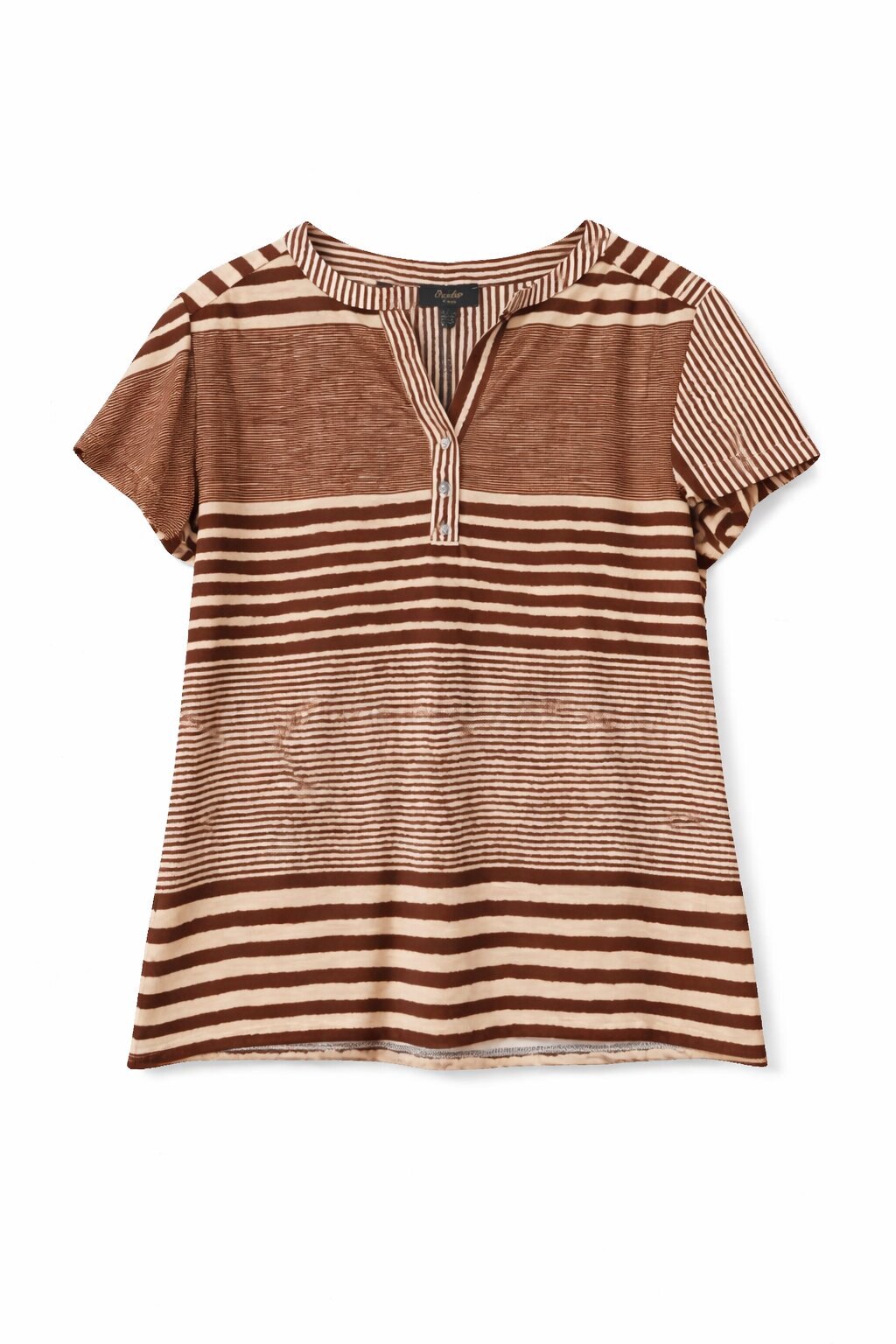 Camiseta rayas cuello mao - October - Marrón Marrón-5