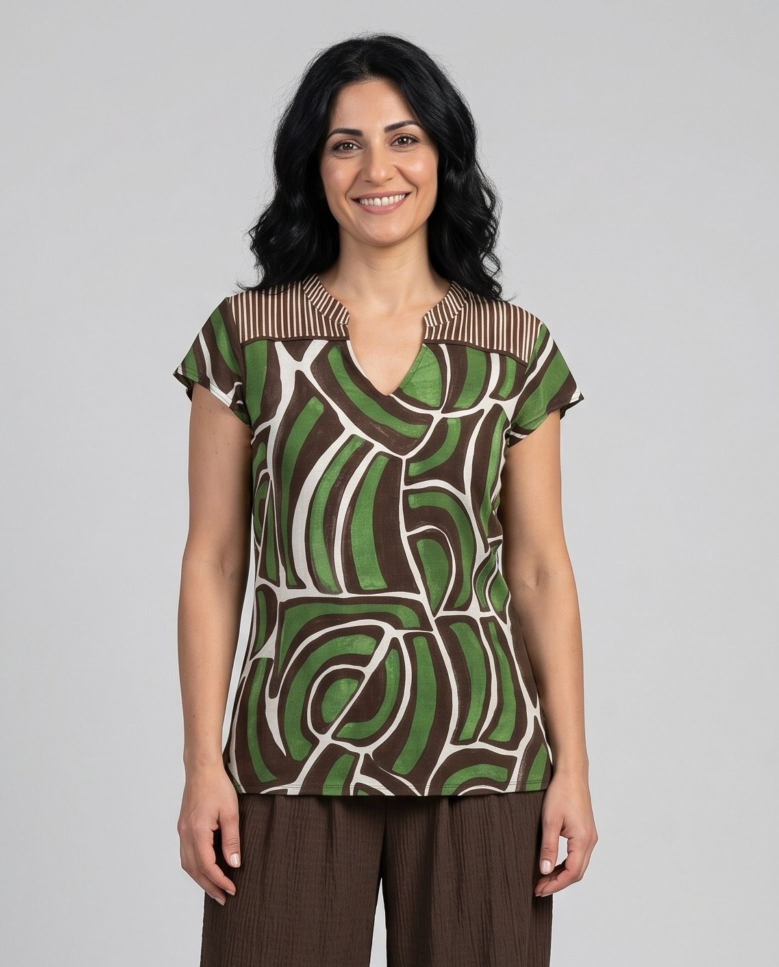 Blusa estampada escote pico - October - Verde Verde-1