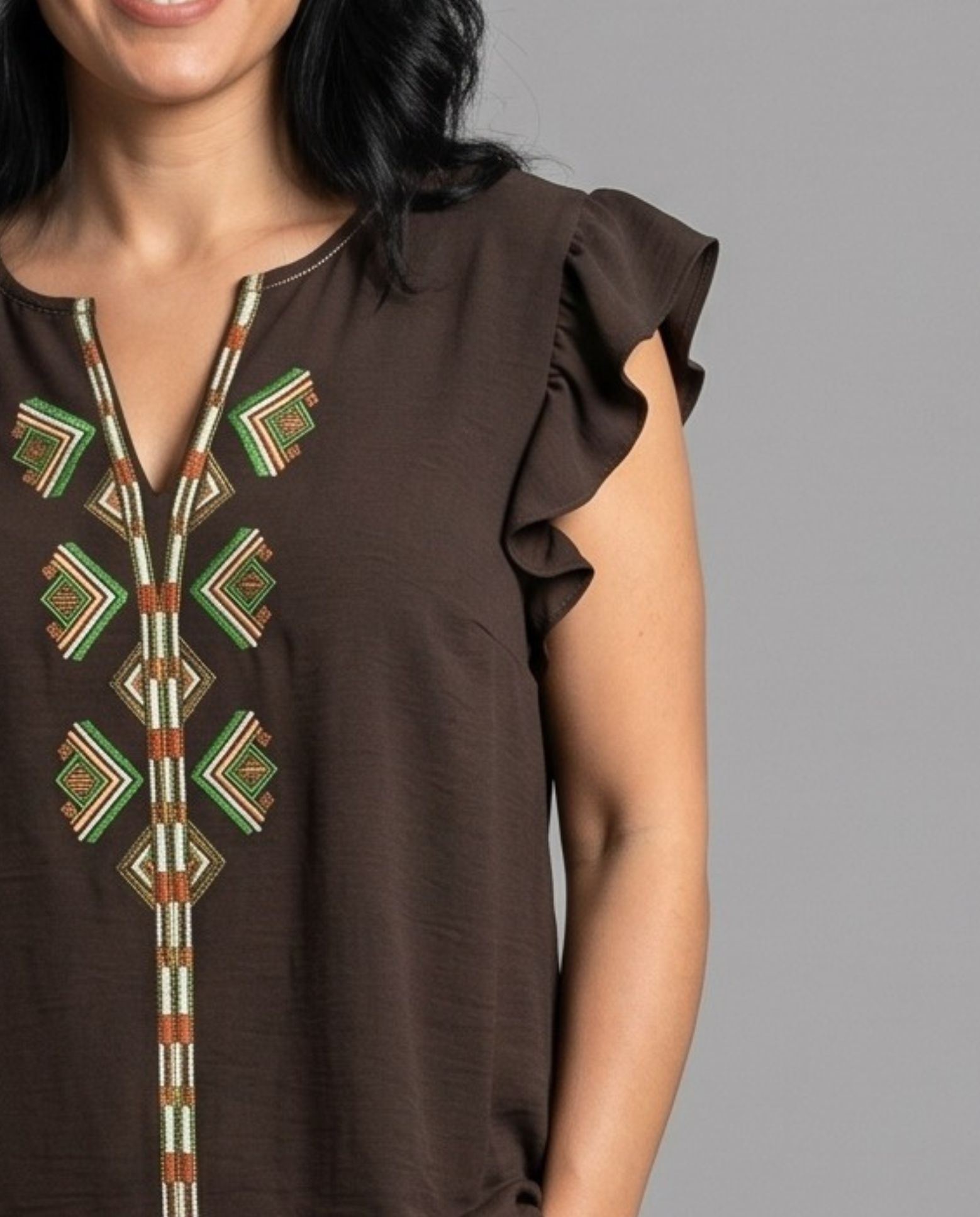 Blusa con posicional puff print - October - Marrón Marrón-3
