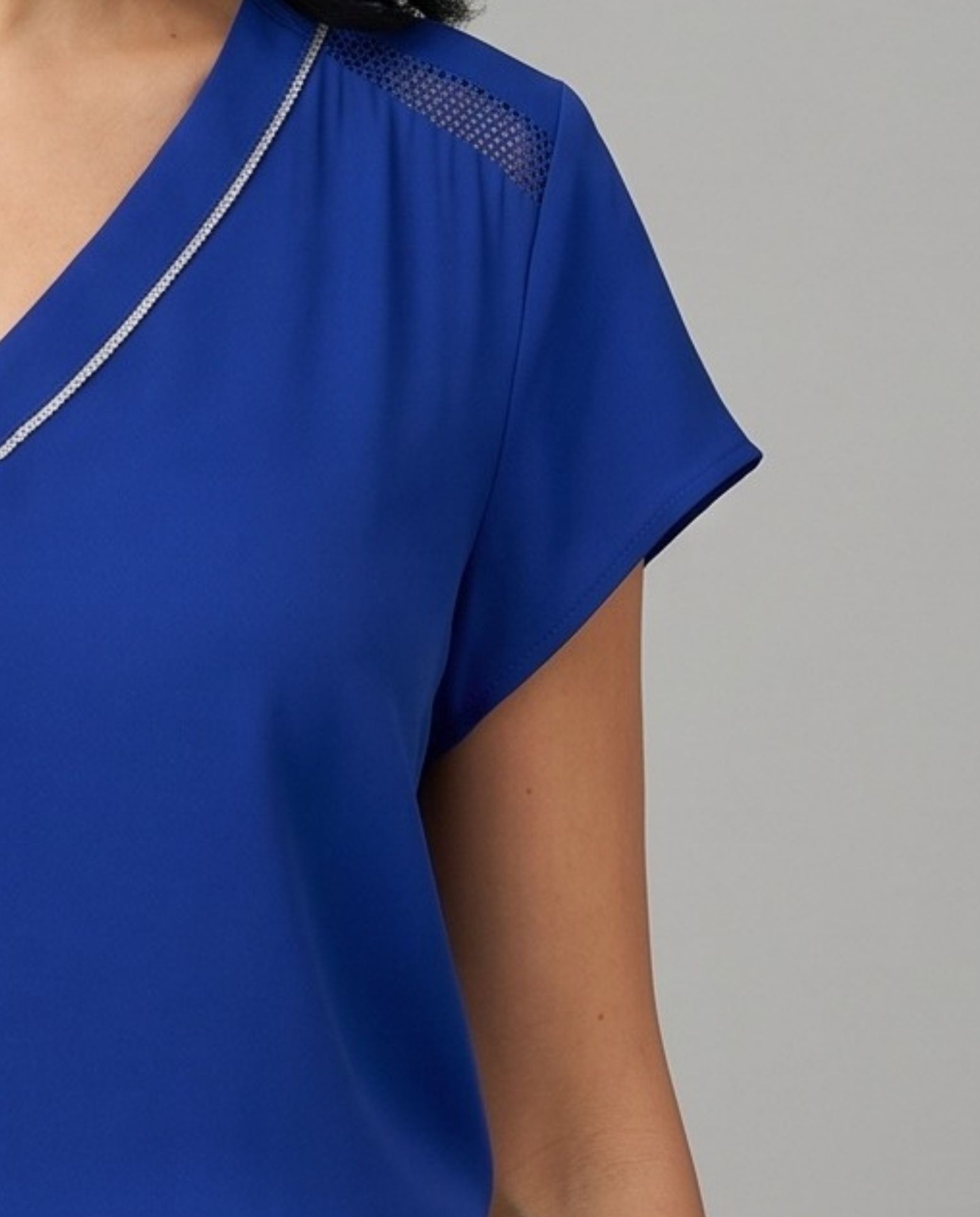 Blusa azul cuello de pico - October - Azul Cobalto Azul Cobalto-3