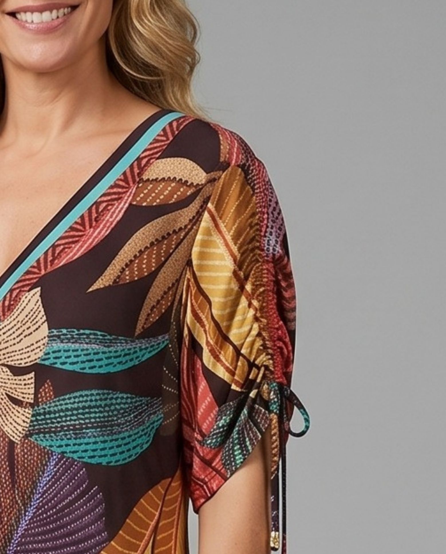 Vestido palmeras con cenefa - October - Multicolor Multicolor-3