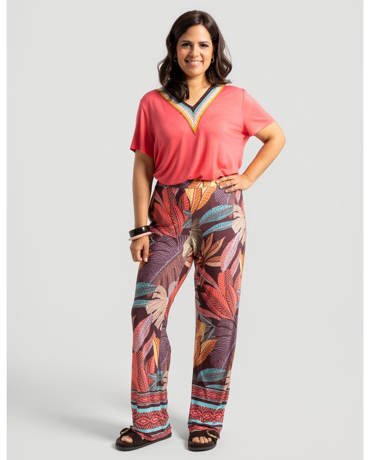 Pantalon estampado tropical - October - Multicolor Multicolor-1